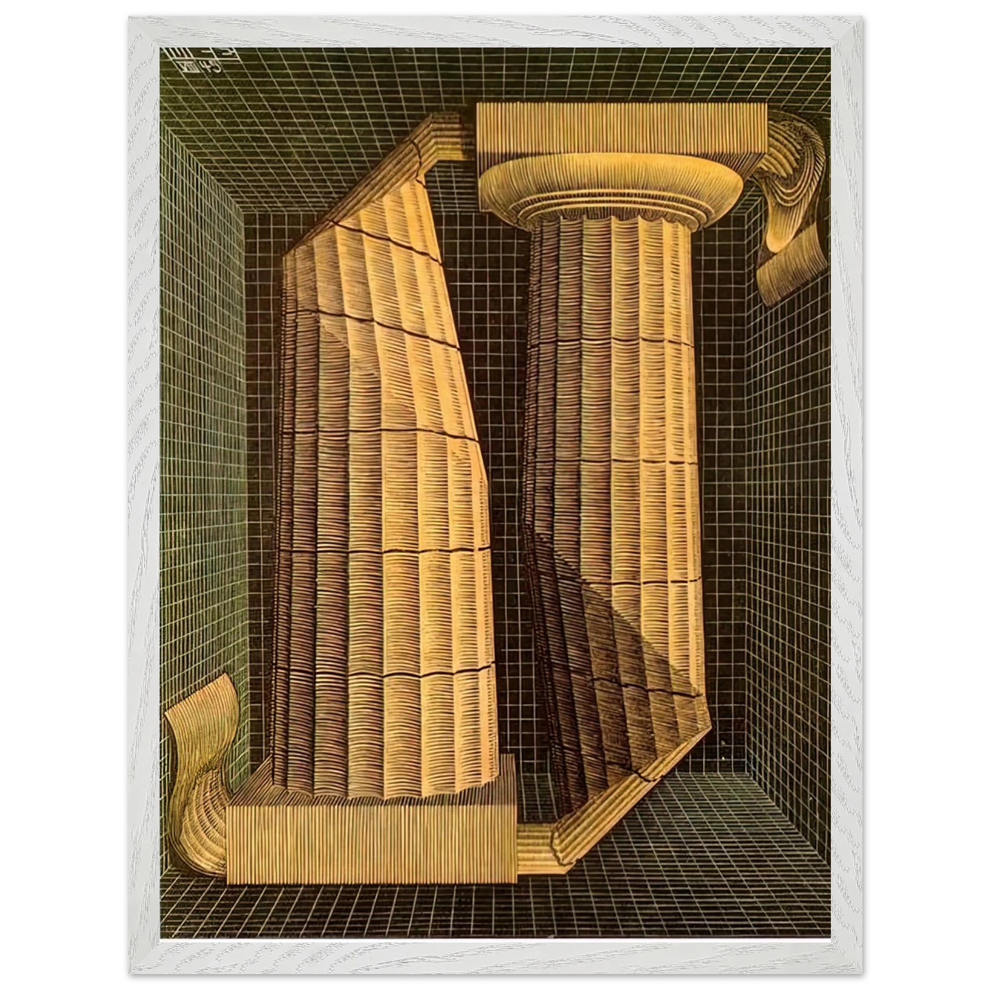 MC Escher - DORIC COLUMNS Wall Art - 30x40 cm / 12x16 inches - Premium Wooden Framed Poster With Fine Art Paper - Wood frame