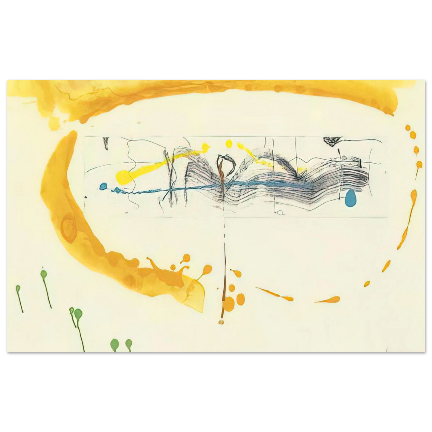 Helen Frankenthaler - Making Music - 2000 Wall art - 28x43  cm / XL (11x17 inches) - Premium Wooden Framed Poster With Fine Art Paper - White frame