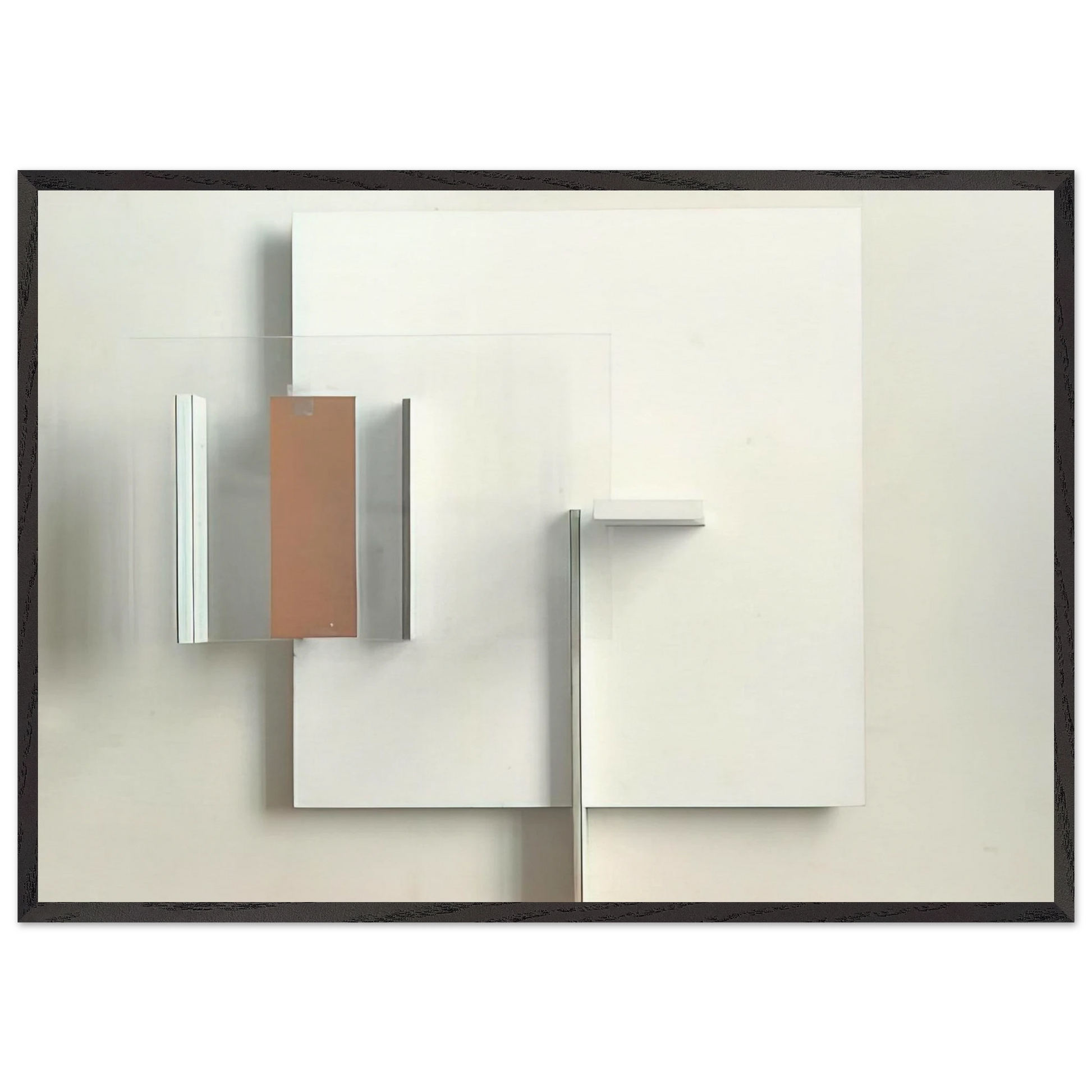 ABSTRACT IN WHITE BLACK AND OCHRE 1962 - Victor Pasmore Framed Art Print – Black Wooden Frame - Default Title - -Framed Art Print