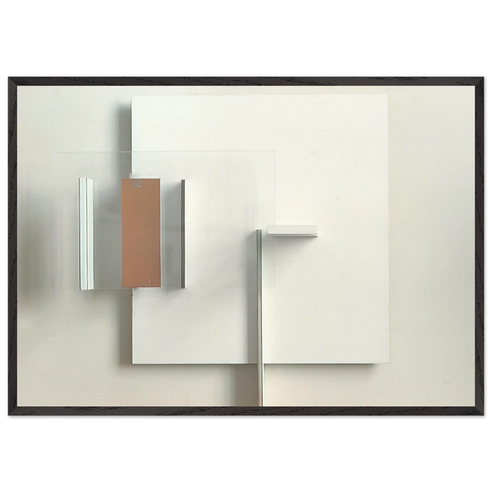 ABSTRACT IN WHITE BLACK AND OCHRE 1962 - Victor Pasmore 70x100 cm / 28x40 inches Framed Art Print – Black Wooden Frame