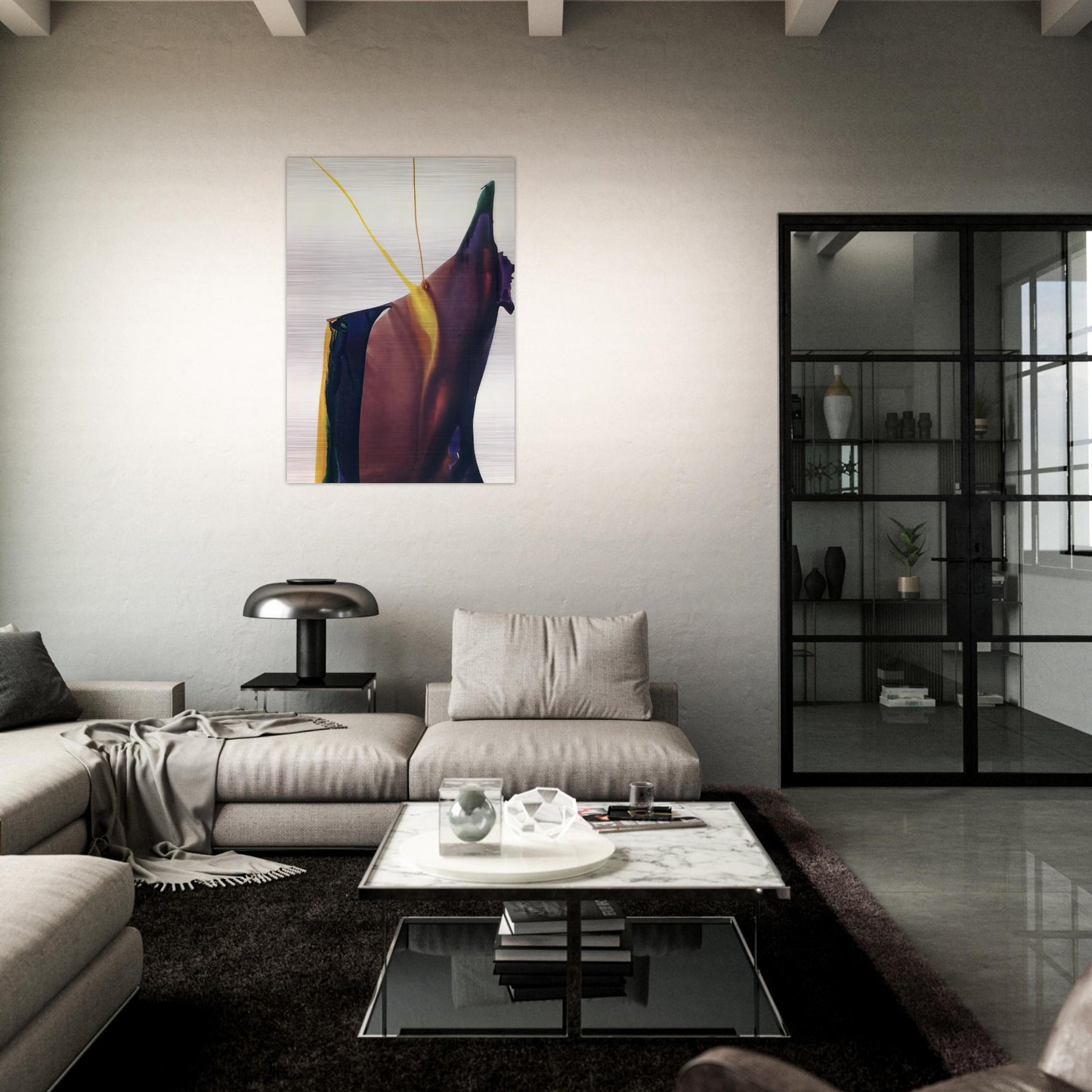 Phenomena Yellow Strike - 1963 - Paul Jenkins Brushed Aluminum Print - 70x100 cm / 28x40 inches | Paul Jenkins Aluminum Print | Paul Jenkins Prints