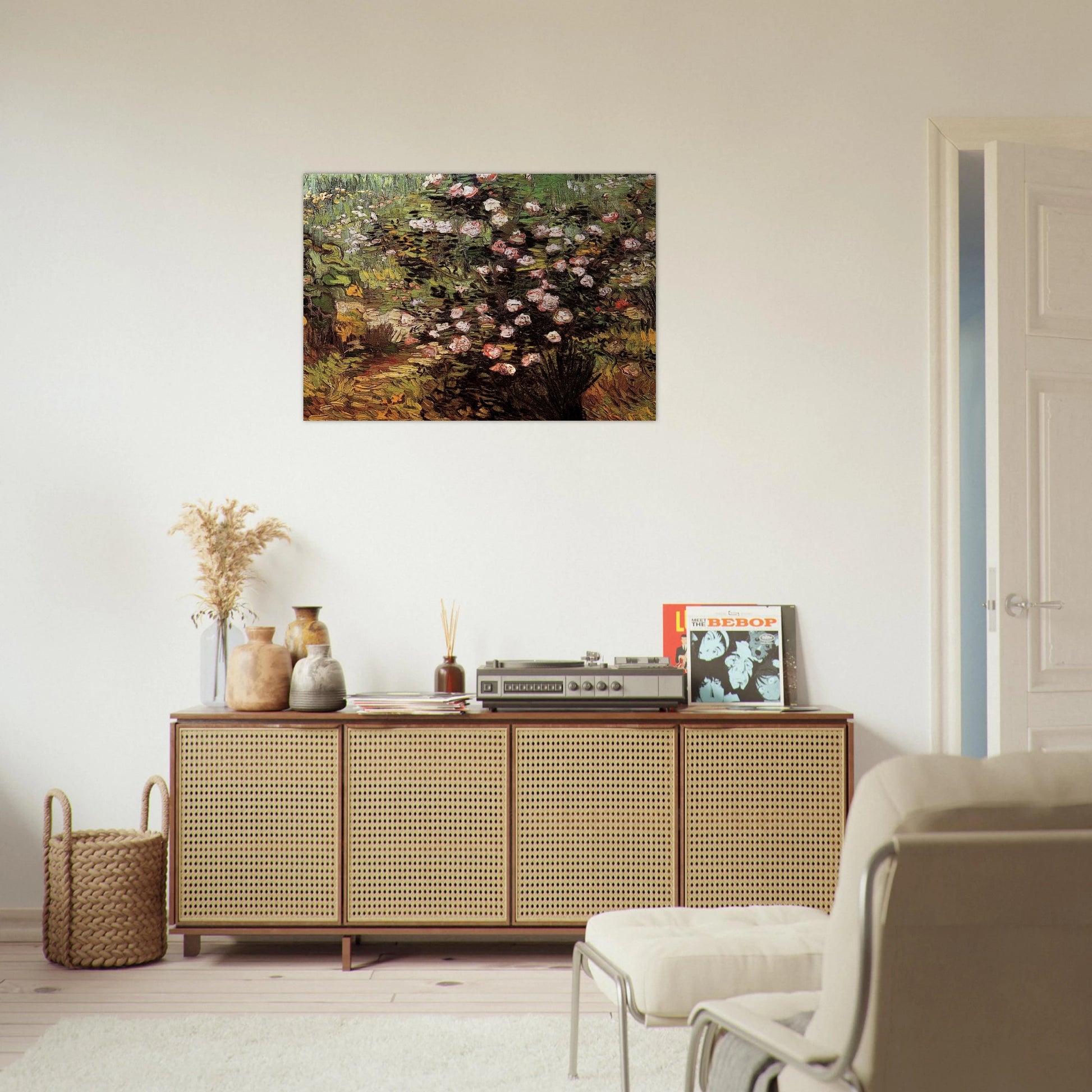 Rosebush in Blossom - Vincent van Gogh Brushed Aluminum Print - 70x100 cm / 28x40 inches | Vincent van Gogh Aluminum Print | Vincent van Gogh Prints