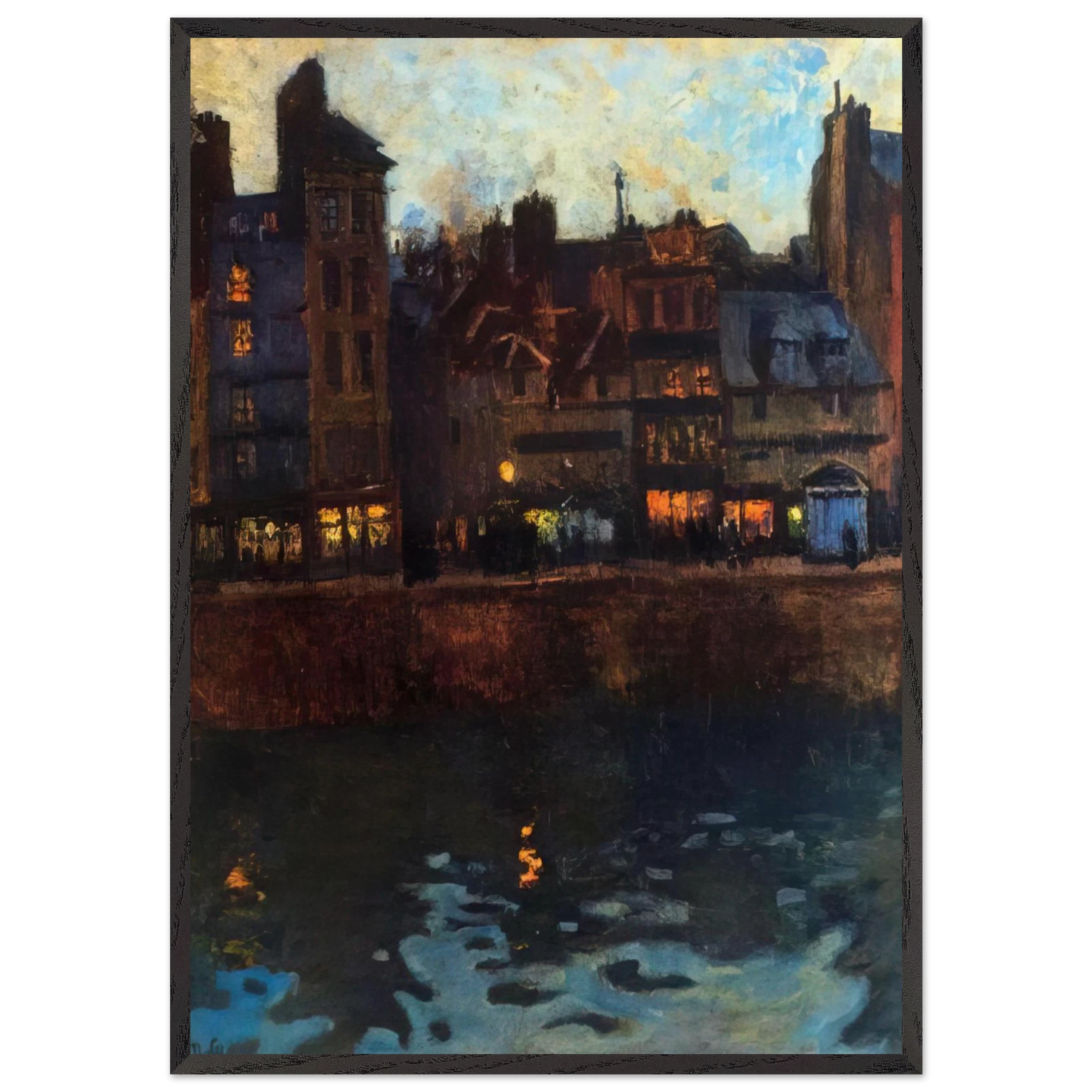 PIER OF LE HAVRE IN THE EVENING 1901 - Raoul Dufy Framed Art Print – Black Wooden Frame - Default Title - -Framed Art Print