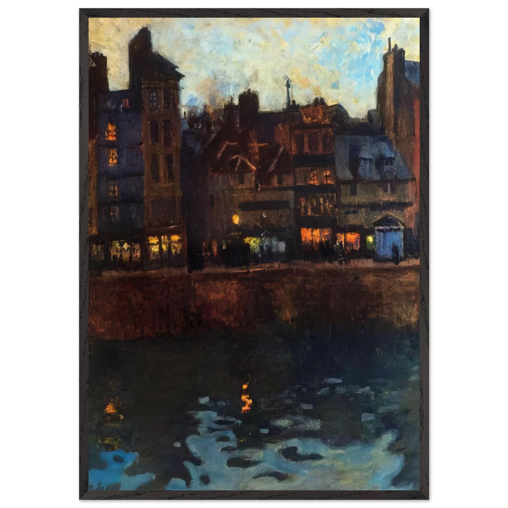 PIER OF LE HAVRE IN THE EVENING 1901 - Raoul Dufy Framed Art Print – Black Wooden Frame - Default Title - -Framed Art Print