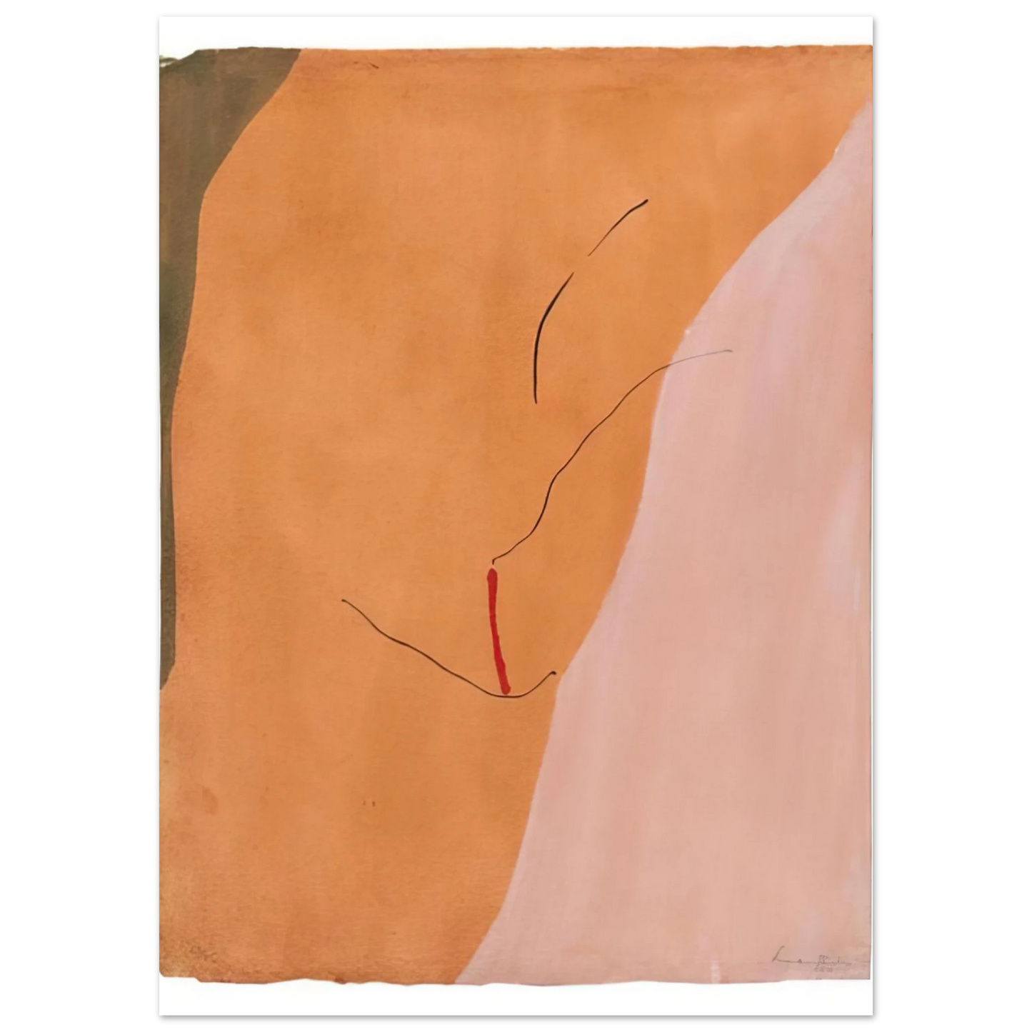 Helen Frankenthaler - Sanguine Mood - 1971 Wall art - 20x25 cm / 8x10 inches - Premium Wooden Framed Poster With Fine Art Paper - Black frame