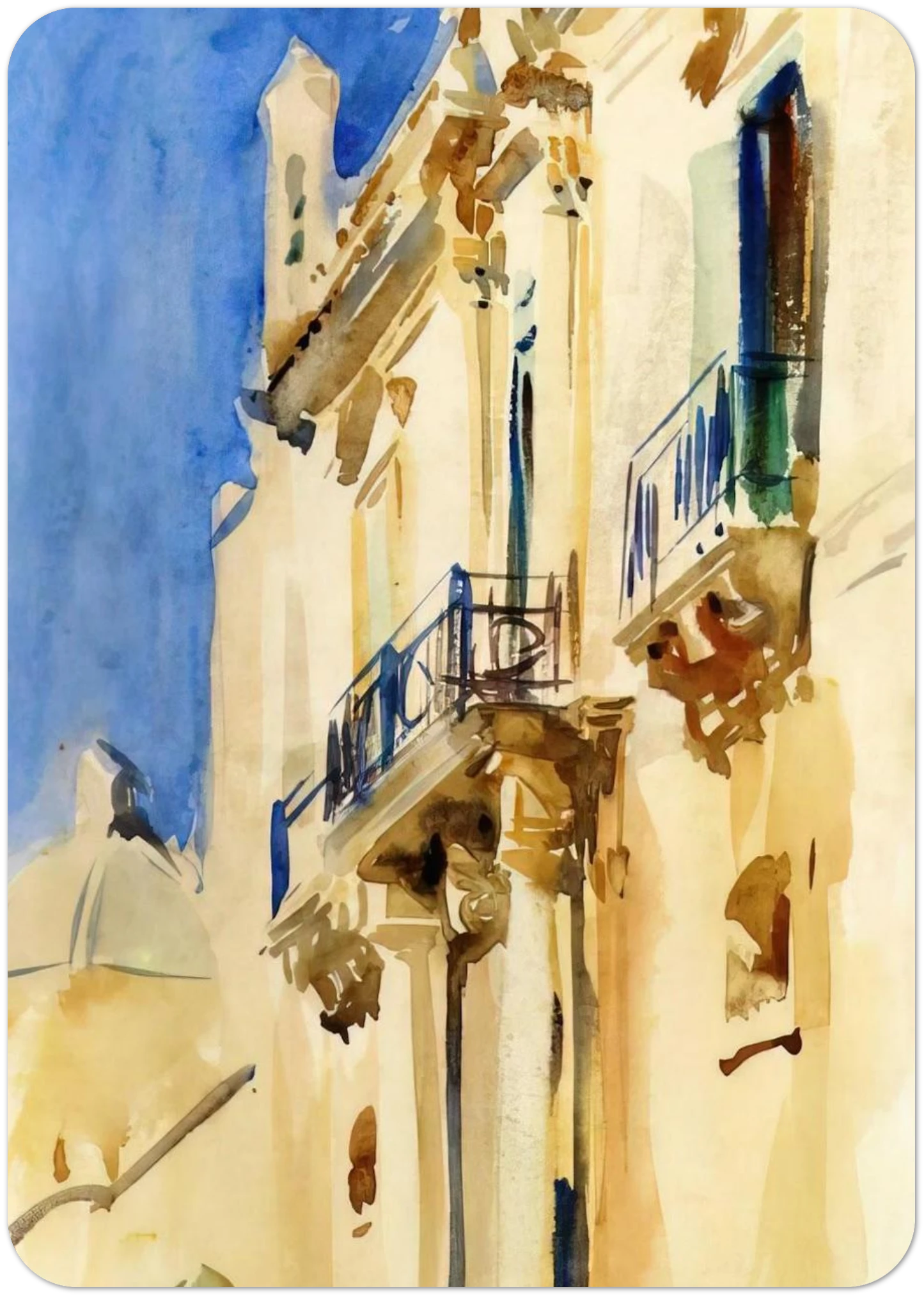 Façade of a Palazzo, Girgente, Sicily By John Singer Sargent Pack of 10 Post Cards | John Singer Sargent Post Cards | A6 (10.5 x 14.8 cm) - 4.1 x 5.8 inches