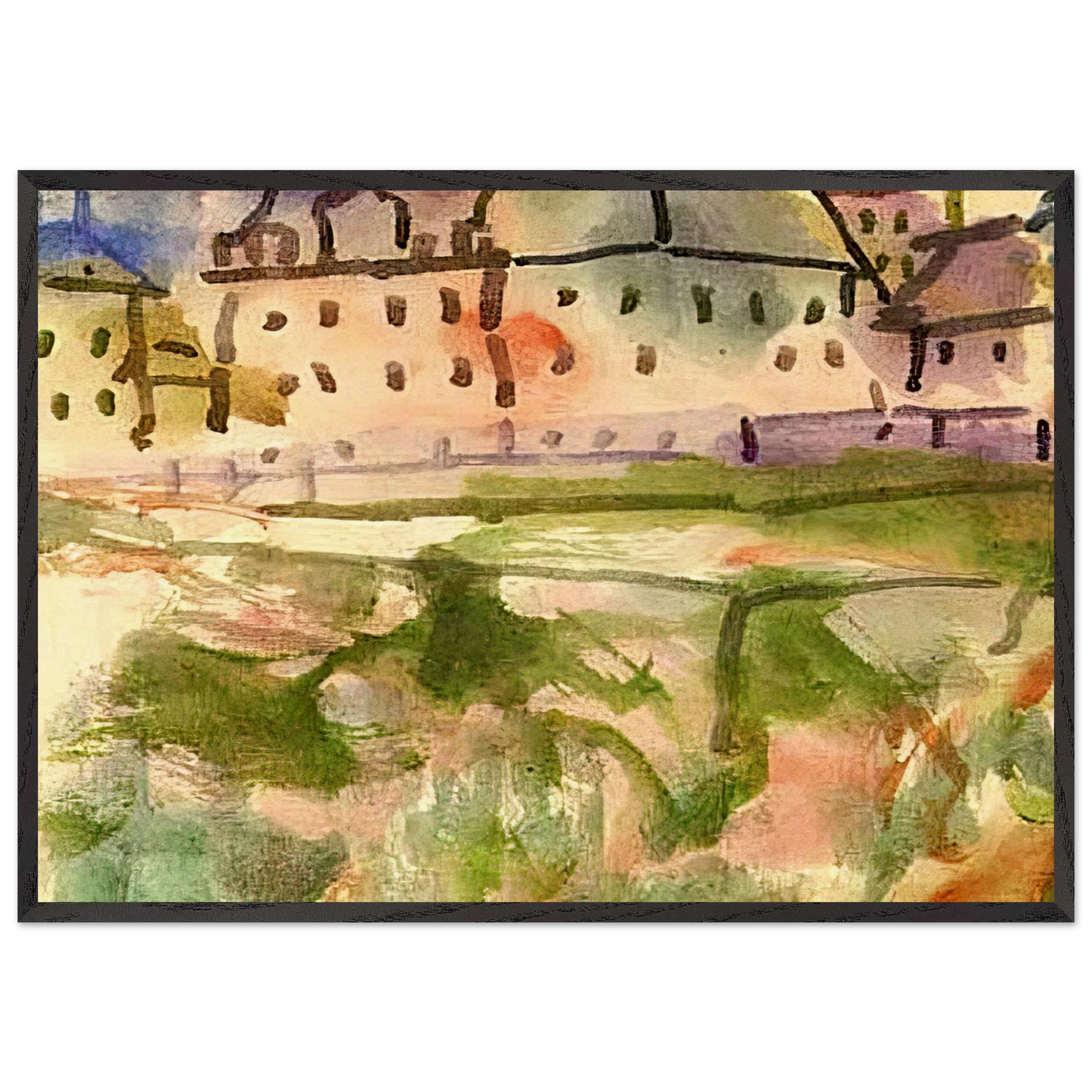 HOUSES NEAR THE GRAVEL PIT 1913 - Paul Klee Framed Art Print – Black Wooden Frame - Default Title - -Framed Art Print