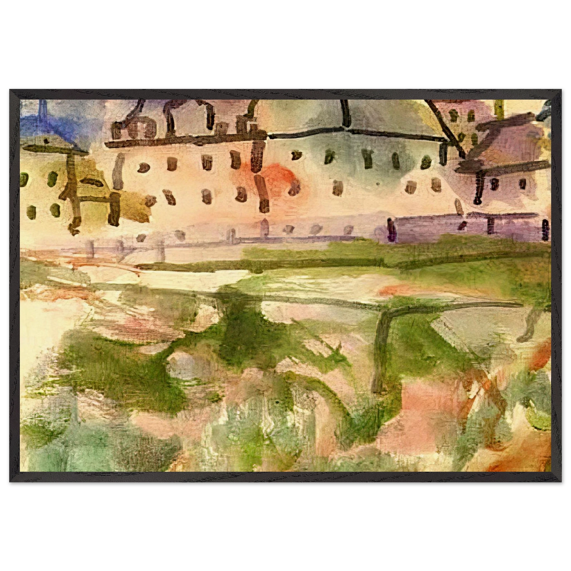 HOUSES NEAR THE GRAVEL PIT 1913 - Paul Klee Framed Art Print – Black Wooden Frame - Default Title - -Framed Art Print