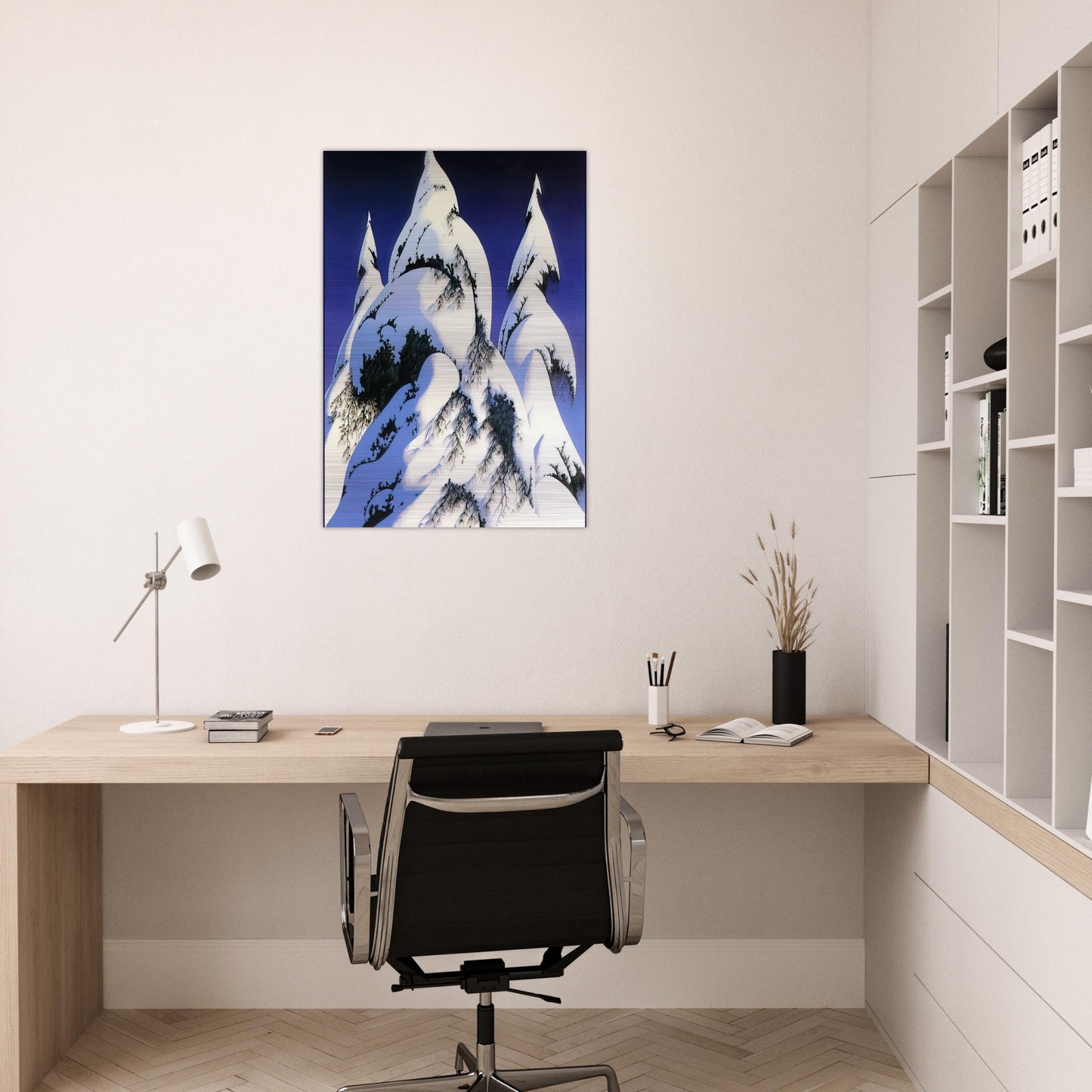 Snow Trees - Eyvind Earle Brushed Aluminum Print - 70x100 cm / 28x40 inches | Eyvind Earle Aluminum Print | Eyvind Earle Prints