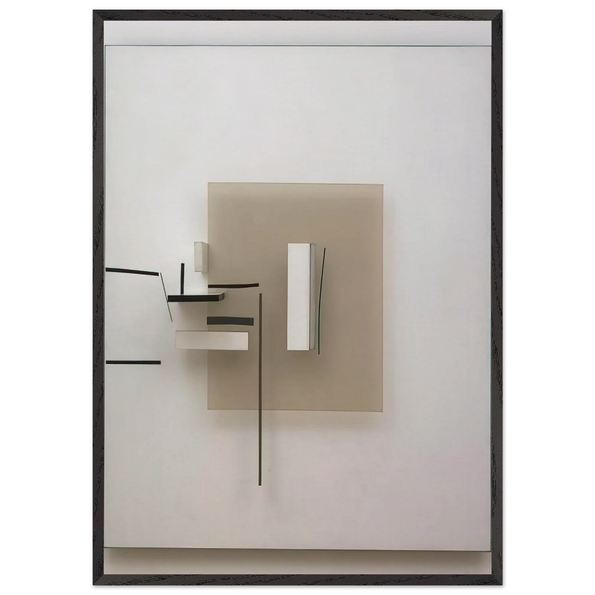 SYNTHETIC CONSTRUCTION WHITE AND BLACK 1966 - Victor Pasmore Framed Art Print – Black Wooden Frame - Default Title - -Framed Art Print