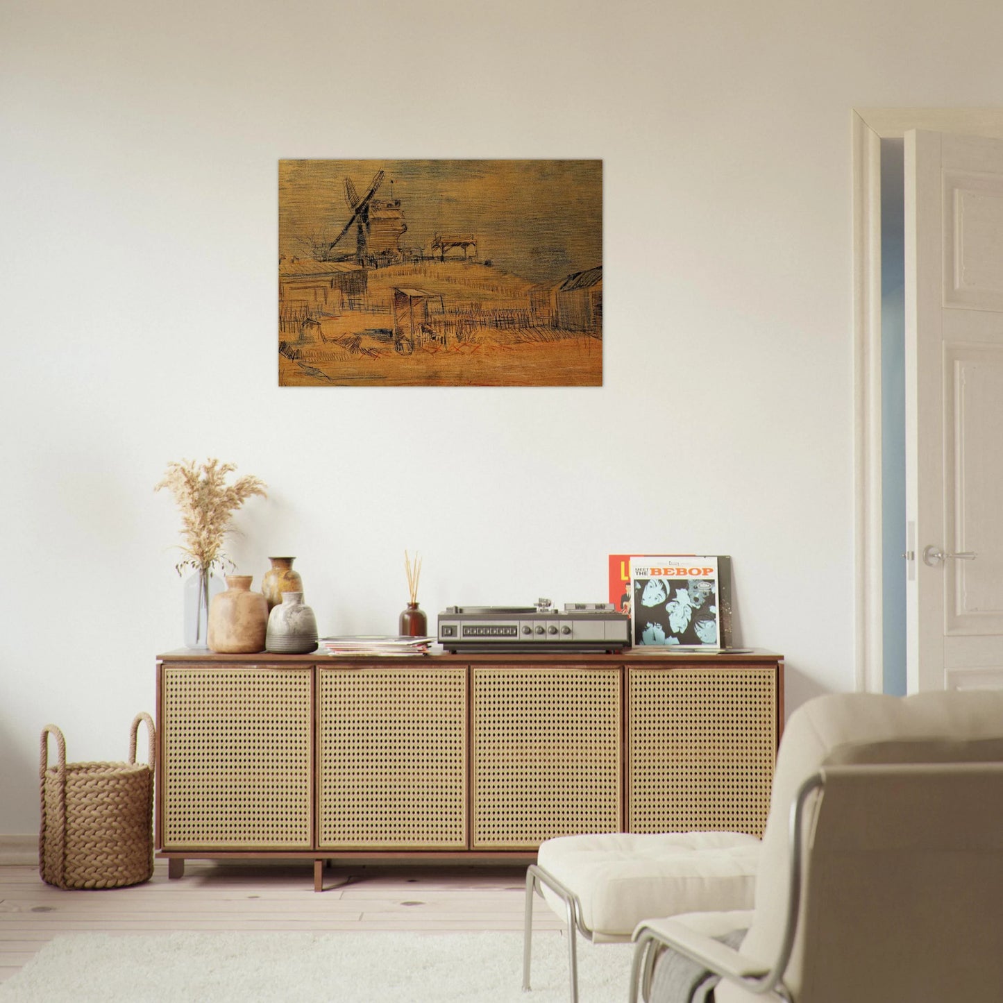 Gardens on Montmartre and the Blute-Fin Windmill - Vincent van Gogh Brushed Aluminum Print - 70x100 cm / 28x40 inches | Vincent van Gogh Aluminum Print | Vincent van Gogh Prints