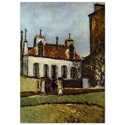 HOUSE IN THE SUBURBS OF PARIS - Maurice Utrillo Brushed Aluminum Print - 70x100 cm / 28x40 inches | Maurice Utrillo Aluminum Print | Maurice Utrillo Prints