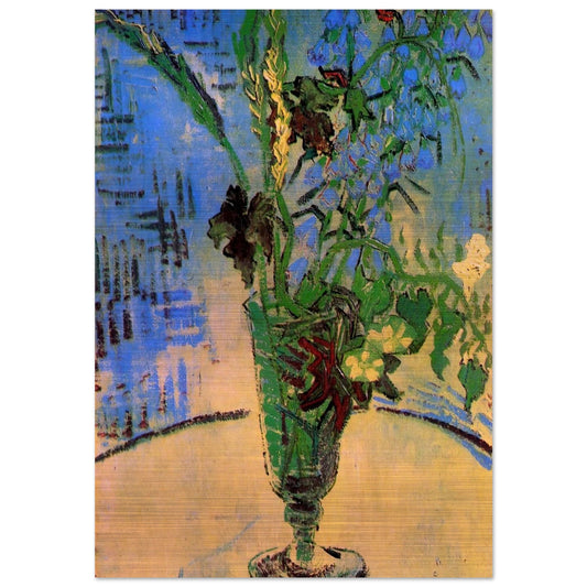 Still Life Glass with Wild Flowers - Vincent van Gogh Brushed Aluminum Print - 70x100 cm / 28x40 inches | Vincent van Gogh Aluminum Print | Vincent van Gogh Prints