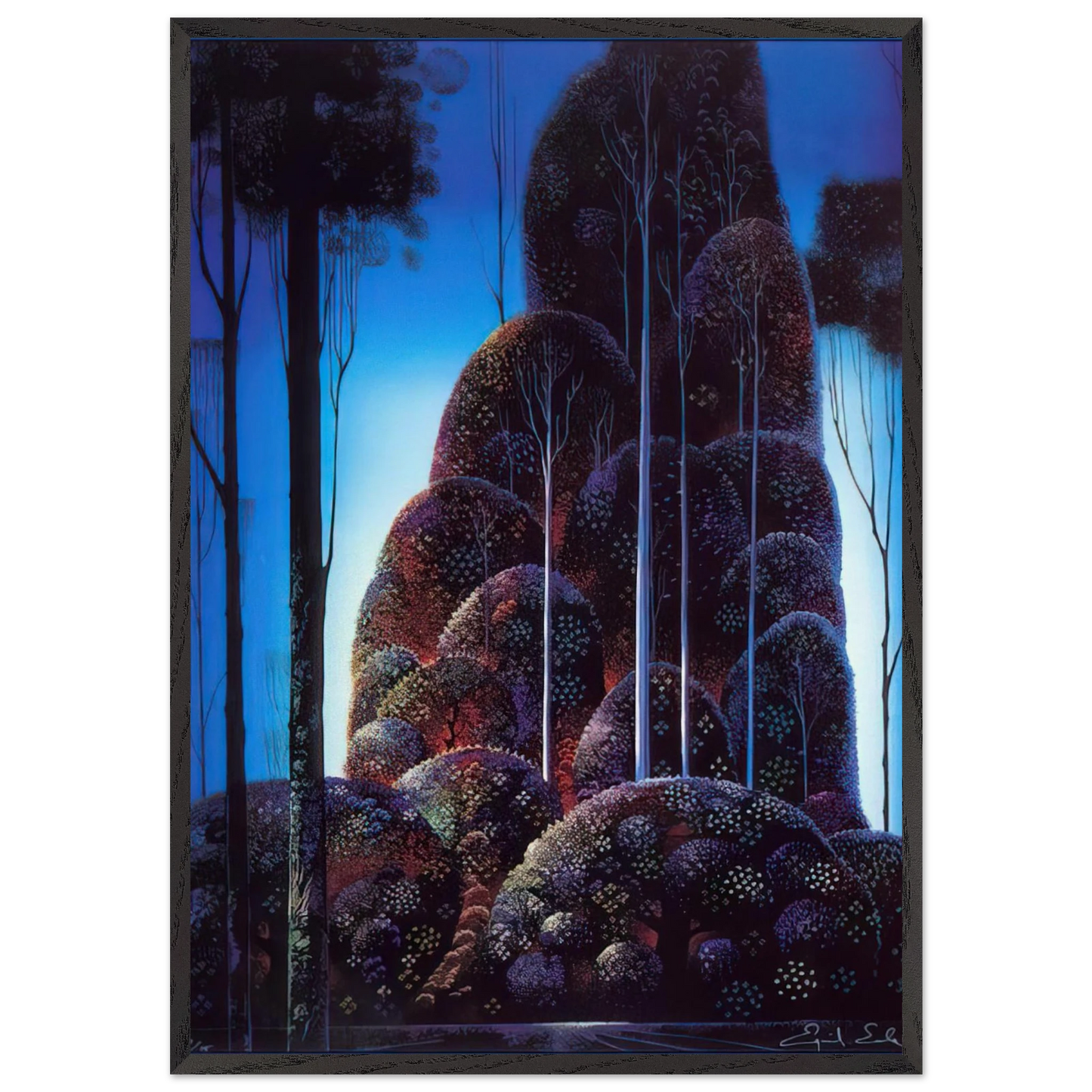 Tall Trees - Eyvind Earle Framed Art Print – Black Wooden Frame - Default Title - -Framed Art Print