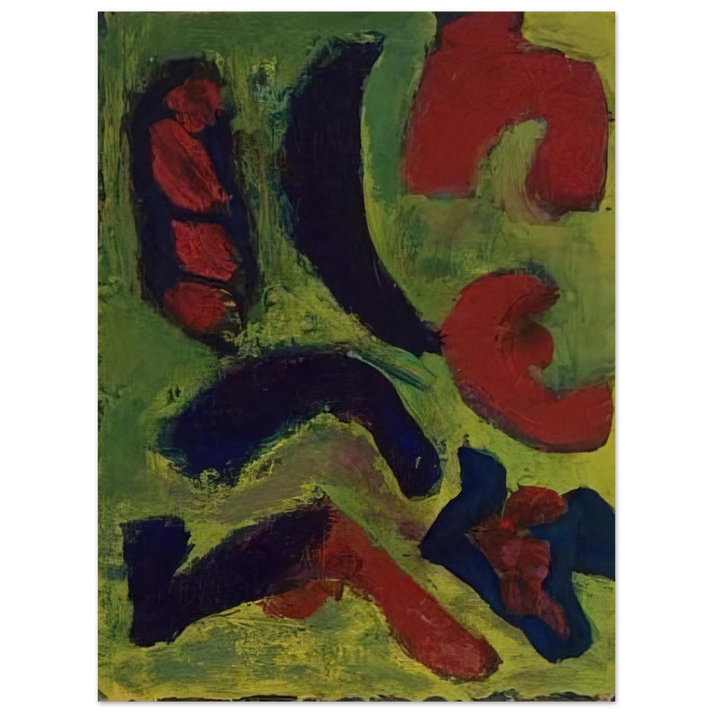 Barnett Newman - Abstract Composition in Green and Red  75x100 cm / 30x40inches Fine Art Poster