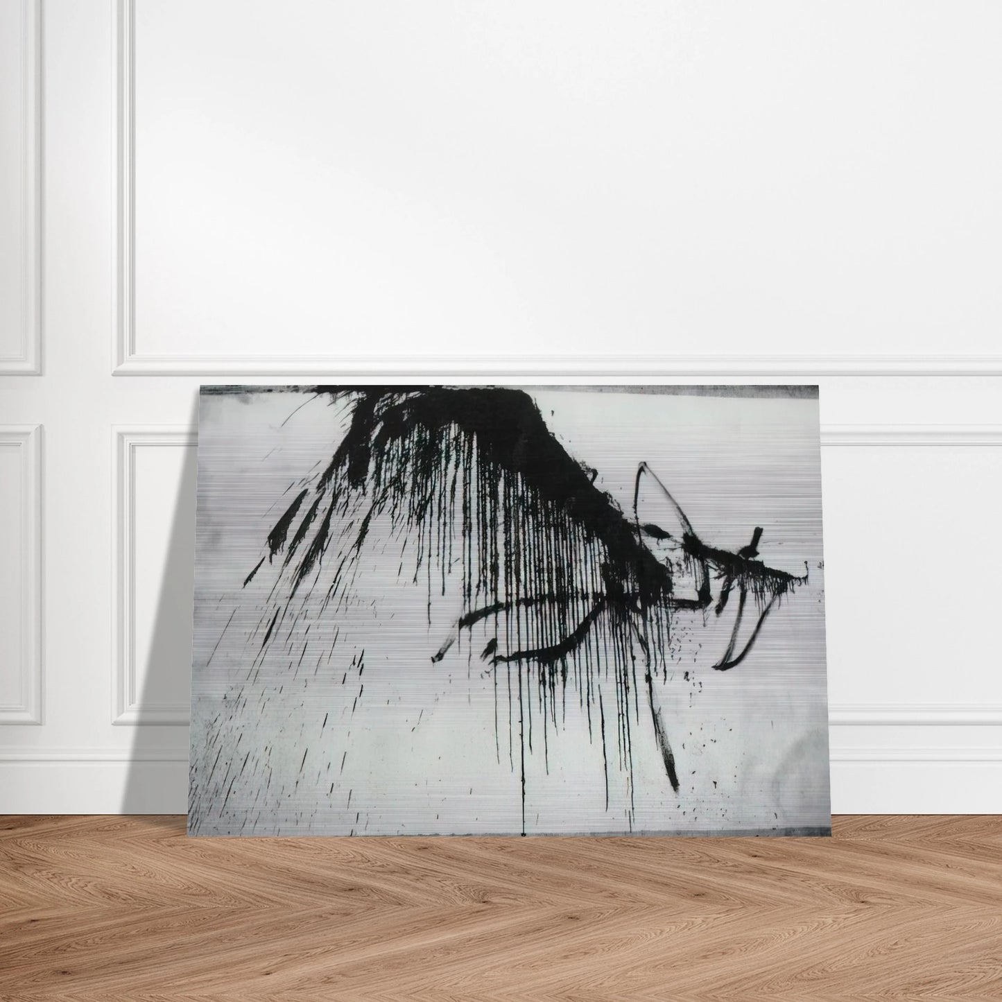 NIGHT IN THE HOTEL ABSTRACT IN BLACK AND WHITE - Salvador Dali Brushed Aluminum Print - 70x100 cm / 28x40 inches | Salvador Dali Aluminum Print | Salvador Dali Prints
