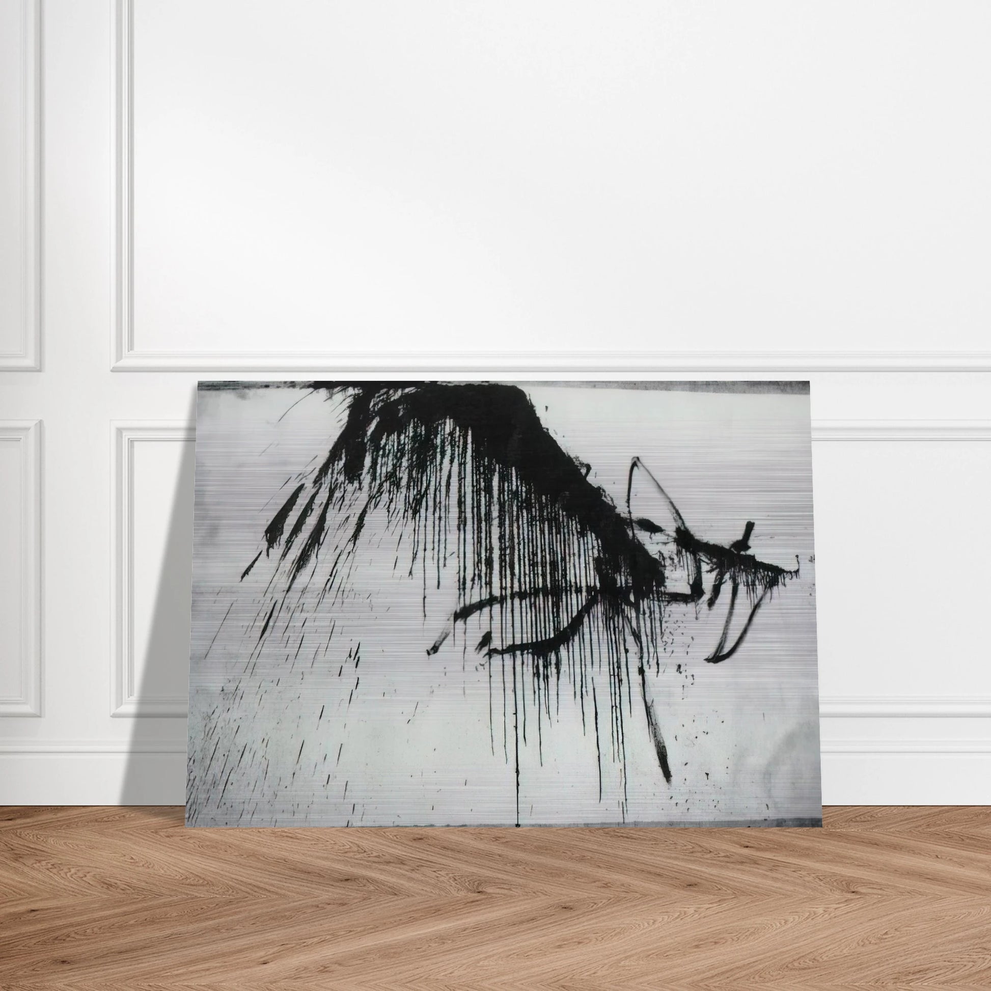 NIGHT IN THE HOTEL ABSTRACT IN BLACK AND WHITE - Salvador Dali Brushed Aluminum Print - 70x100 cm / 28x40 inches | Salvador Dali Aluminum Print | Salvador Dali Prints