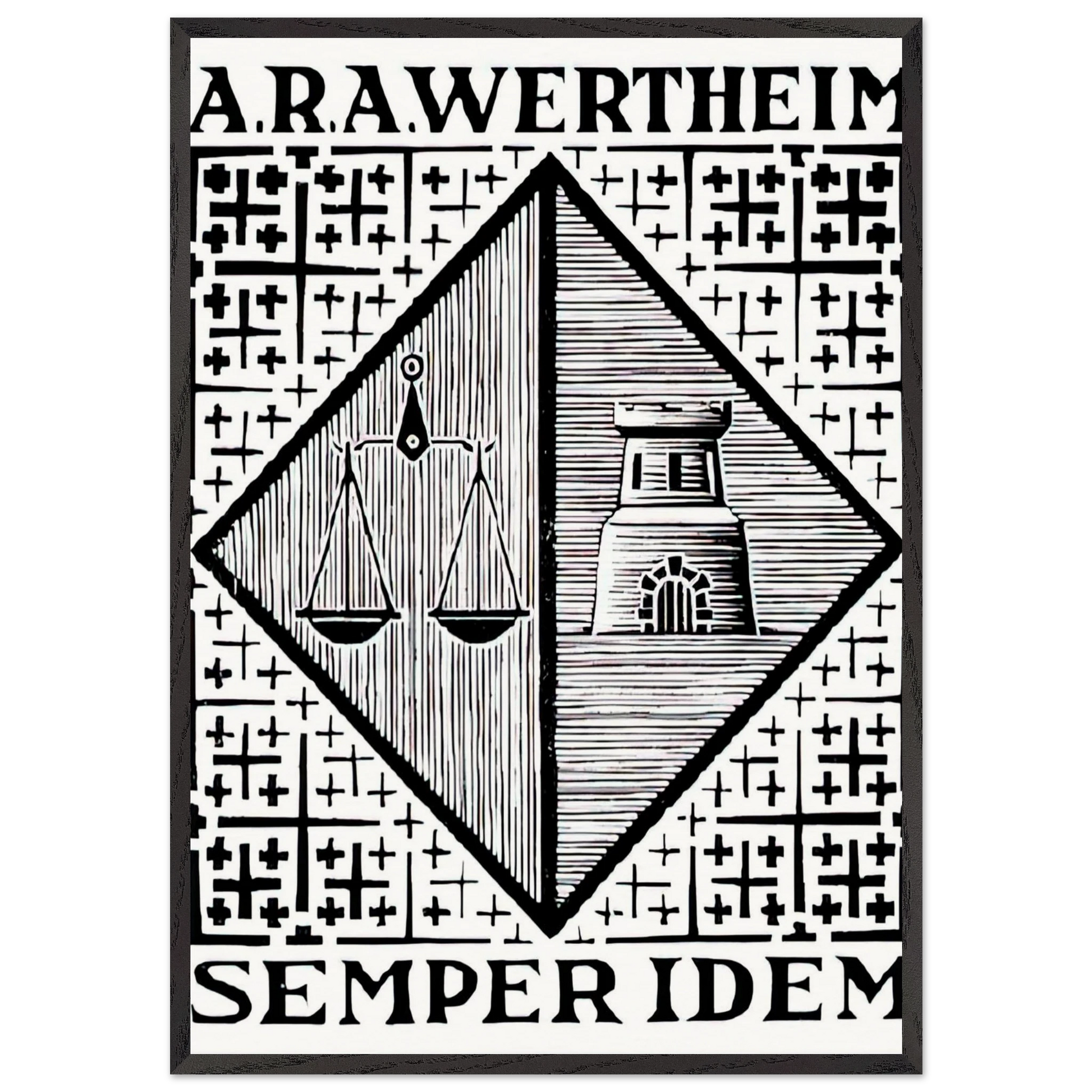 BOOKPLATE A R A WERTHEIM - MC Escher Framed Art Print – Black Wooden Frame - Default Title - -Framed Art Print