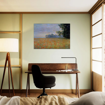 Oat and Poppy Field - claude monet Brushed Aluminum Print - 70x100 cm / 28x40 inches | claude monet Aluminum Print | claude monet Prints