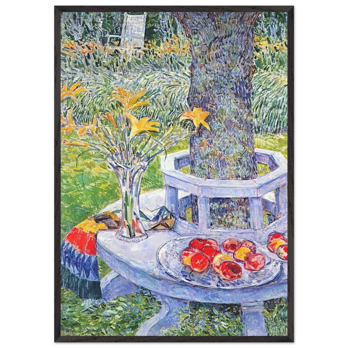 Mrs Hassams Garden at East Hampton - Childe Hassam Framed Art Print – Black Wooden Frame - Default Title - -Framed Art Print