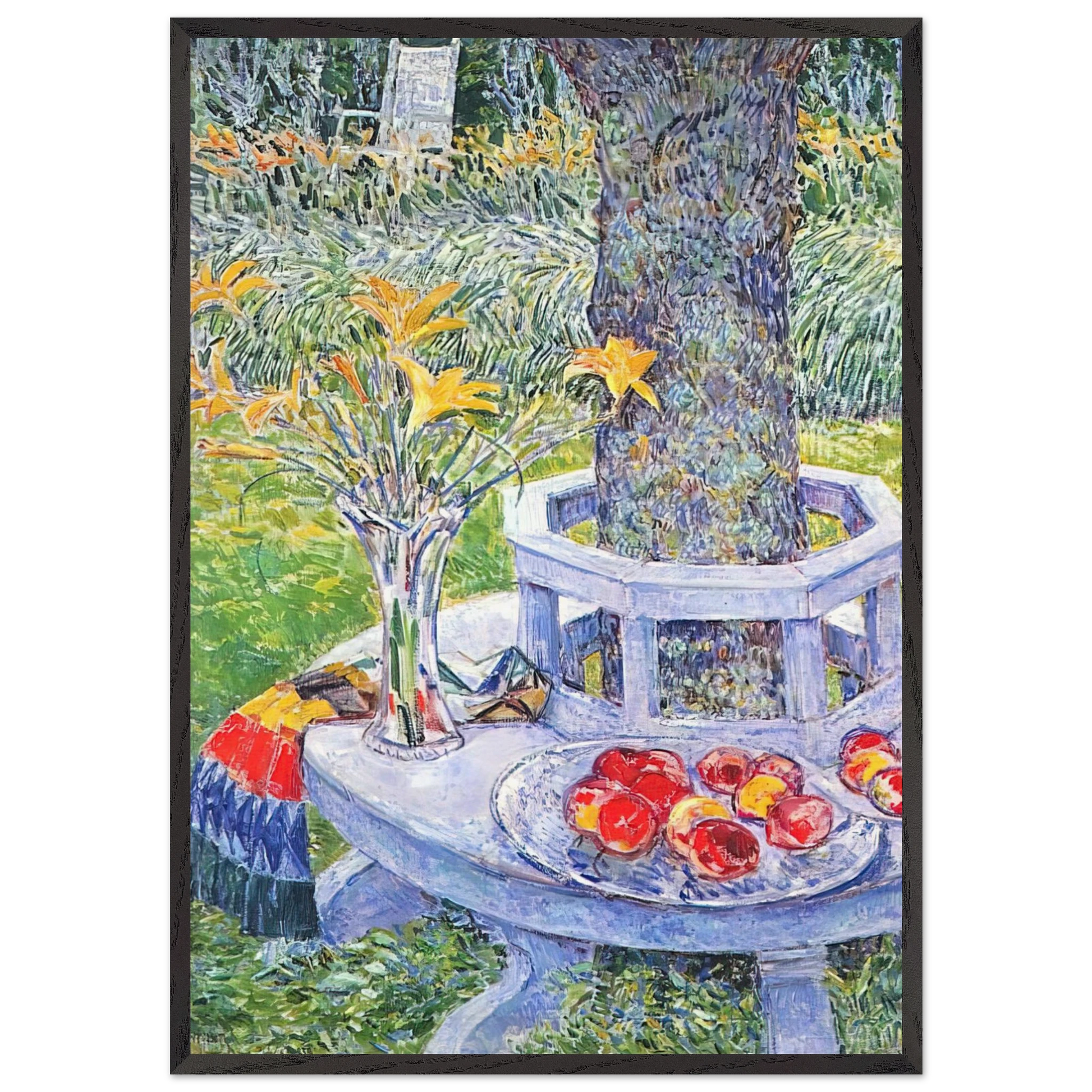 Mrs Hassams Garden at East Hampton - Childe Hassam Framed Art Print – Black Wooden Frame - Default Title - -Framed Art Print