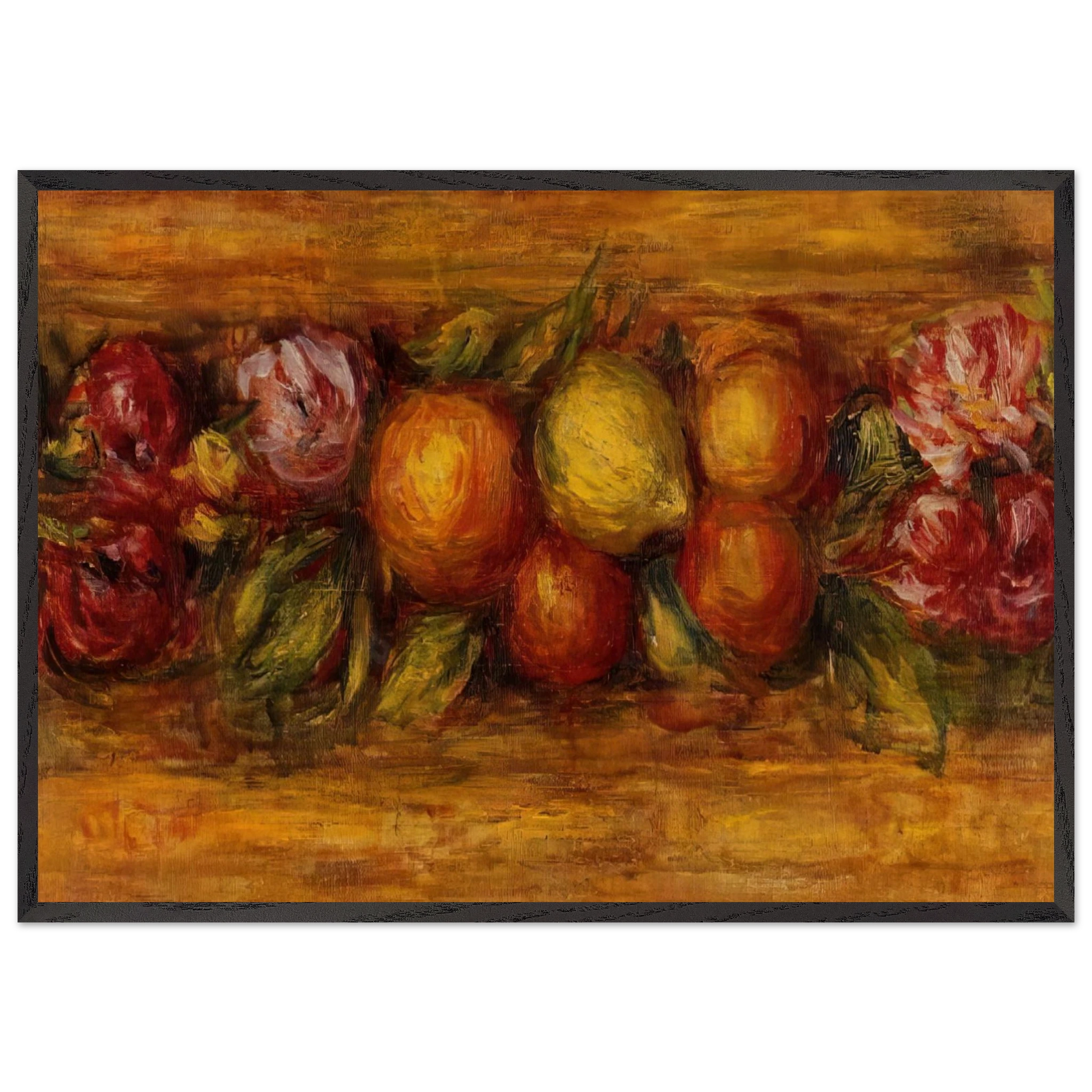 Garland of Fruit and Flowers - Pierre-Auguste Renoir Framed Art Print – Black Wooden Frame - Default Title - -Framed Art Print