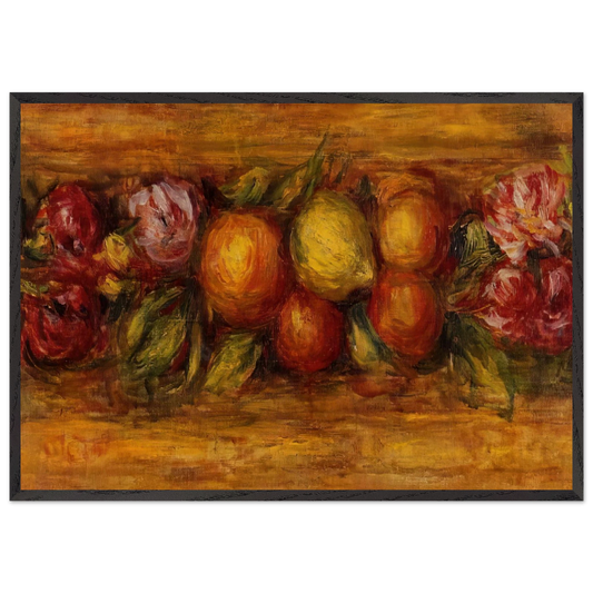 Garland of Fruit and Flowers - Pierre-Auguste Renoir 70x100 cm / 28x40 inches Framed Art Print – Black Wooden Frame