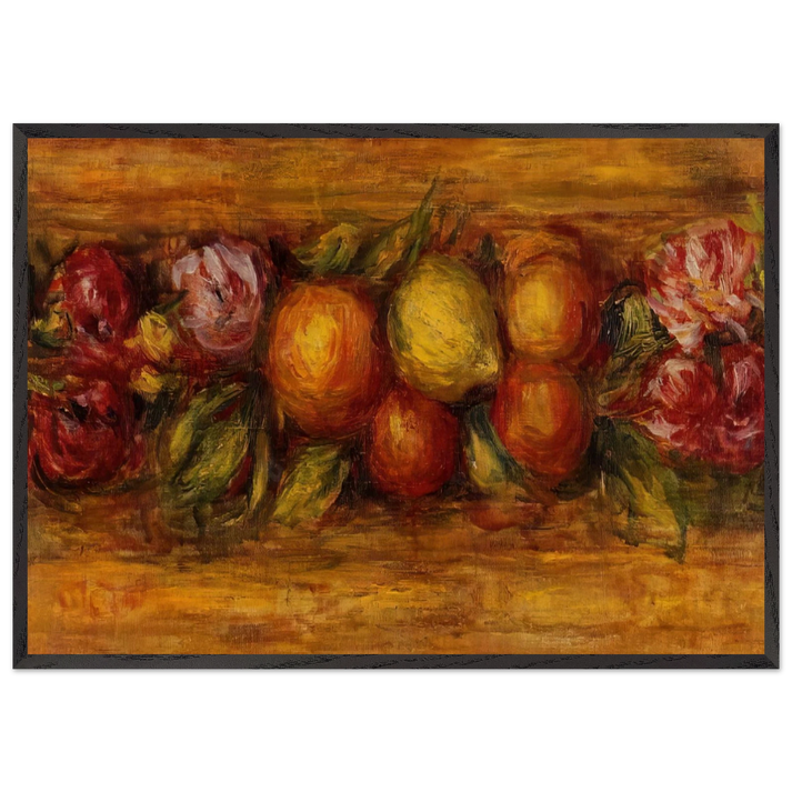 Garland of Fruit and Flowers - Pierre-Auguste Renoir 70x100 cm / 28x40 inches Framed Art Print – Black Wooden Frame
