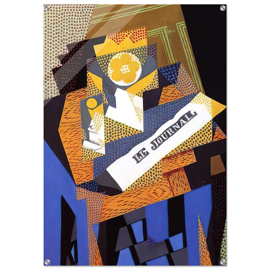 NEWSPAPER AND FRUIT DISH 1916 - Juan Gris Acrylic Print - 70x100 cm / 28x40″ inches