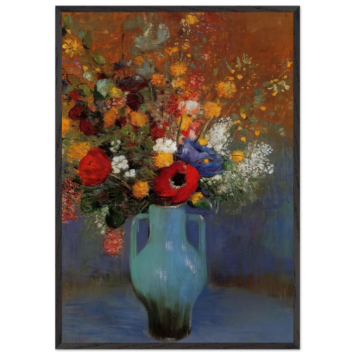 BOUQUET OF WILD FLOWERS 1 - Odilon Redon 70x100 cm / 28x40 inches Framed Art Print – Black Wooden Frame