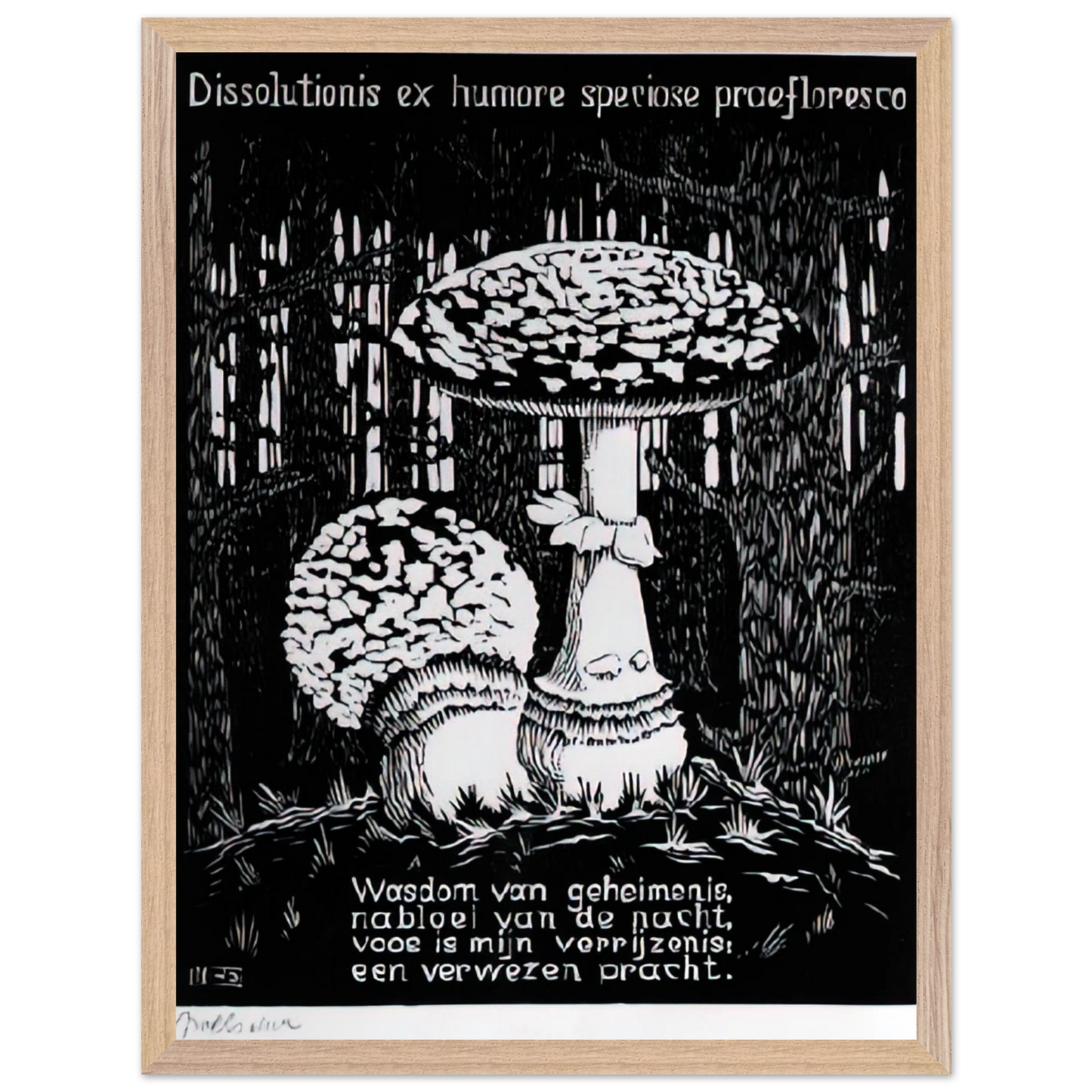 MC Escher - EMBLEMATA TOADSTOOL Wall Art - 21x29.7 cm / 8x12" - Premium Wooden Framed Poster With Fine Art Paper - Black frame