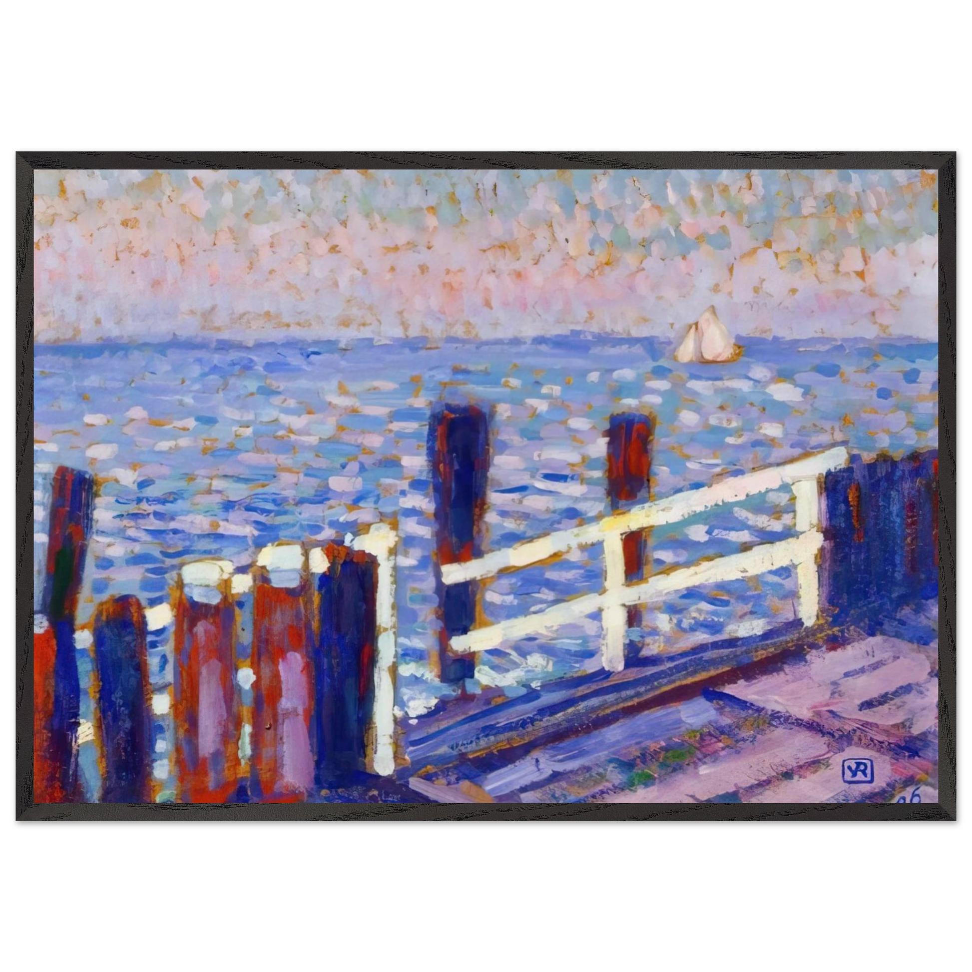 THE JETTY 1906 - Theo van Rysselberghe Framed Art Print – Black Wooden Frame - Default Title - -Framed Art Print