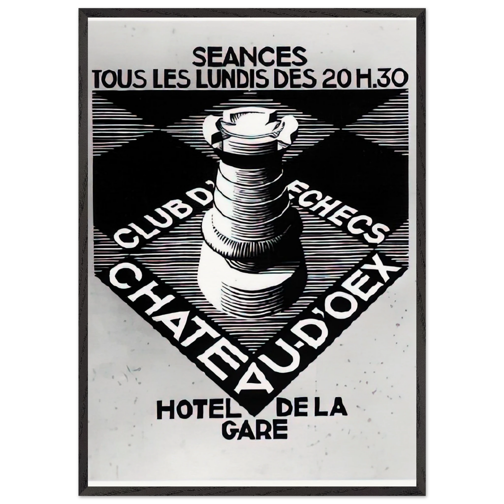 ADVERTISEMENT CHESS CLUB CHATEAU DOEX JULY 1936 1936 - MC Escher Framed Art Print – Black Wooden Frame - Default Title - -Framed Art Print