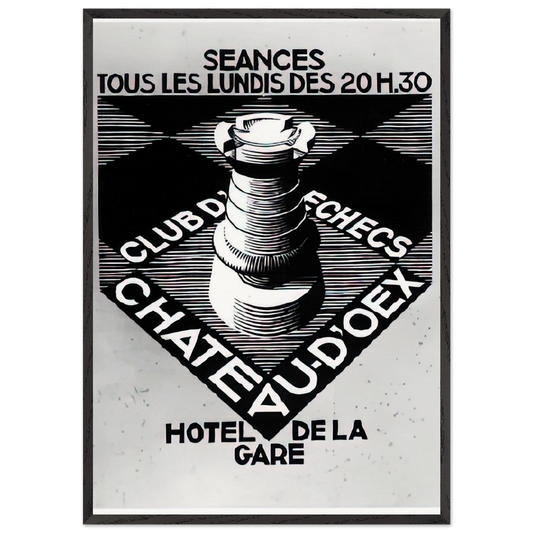 ADVERTISEMENT CHESS CLUB CHATEAU DOEX JULY 1936 1936 - MC Escher Framed Art Print – Black Wooden Frame - Default Title - -Framed Art Print