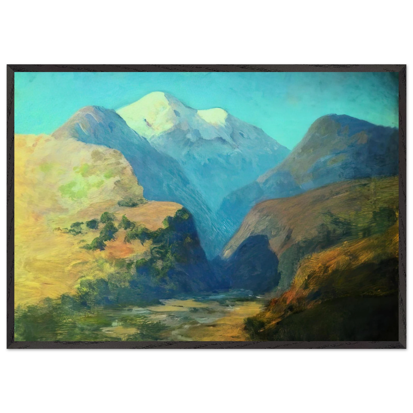 Snowy mountain peaks Caucasus - Arkhyp Kuindzhi Framed Art Print – Black Wooden Frame - Default Title - -Framed Art Print