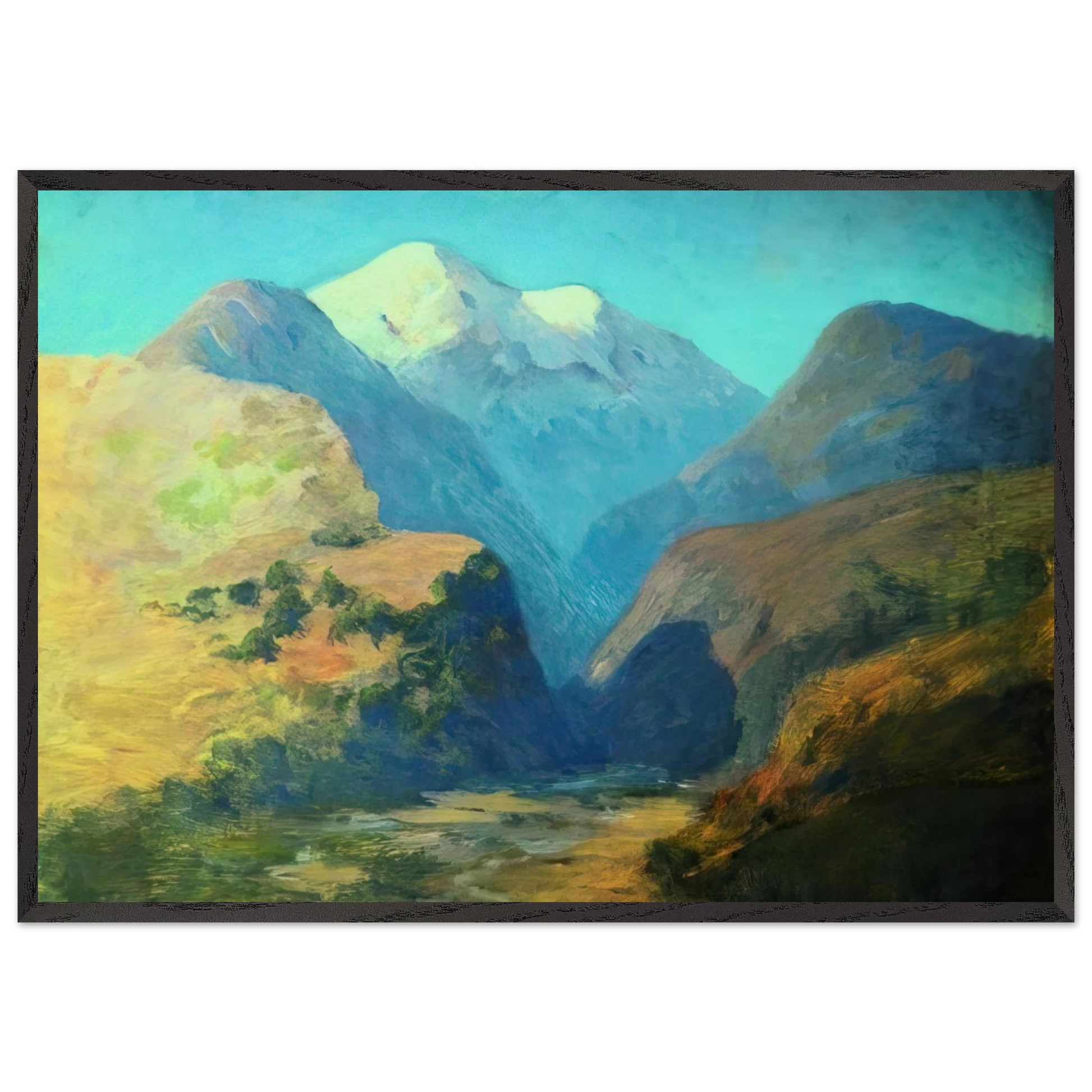 Snowy mountain peaks Caucasus - Arkhyp Kuindzhi Framed Art Print – Black Wooden Frame - Default Title - -Framed Art Print