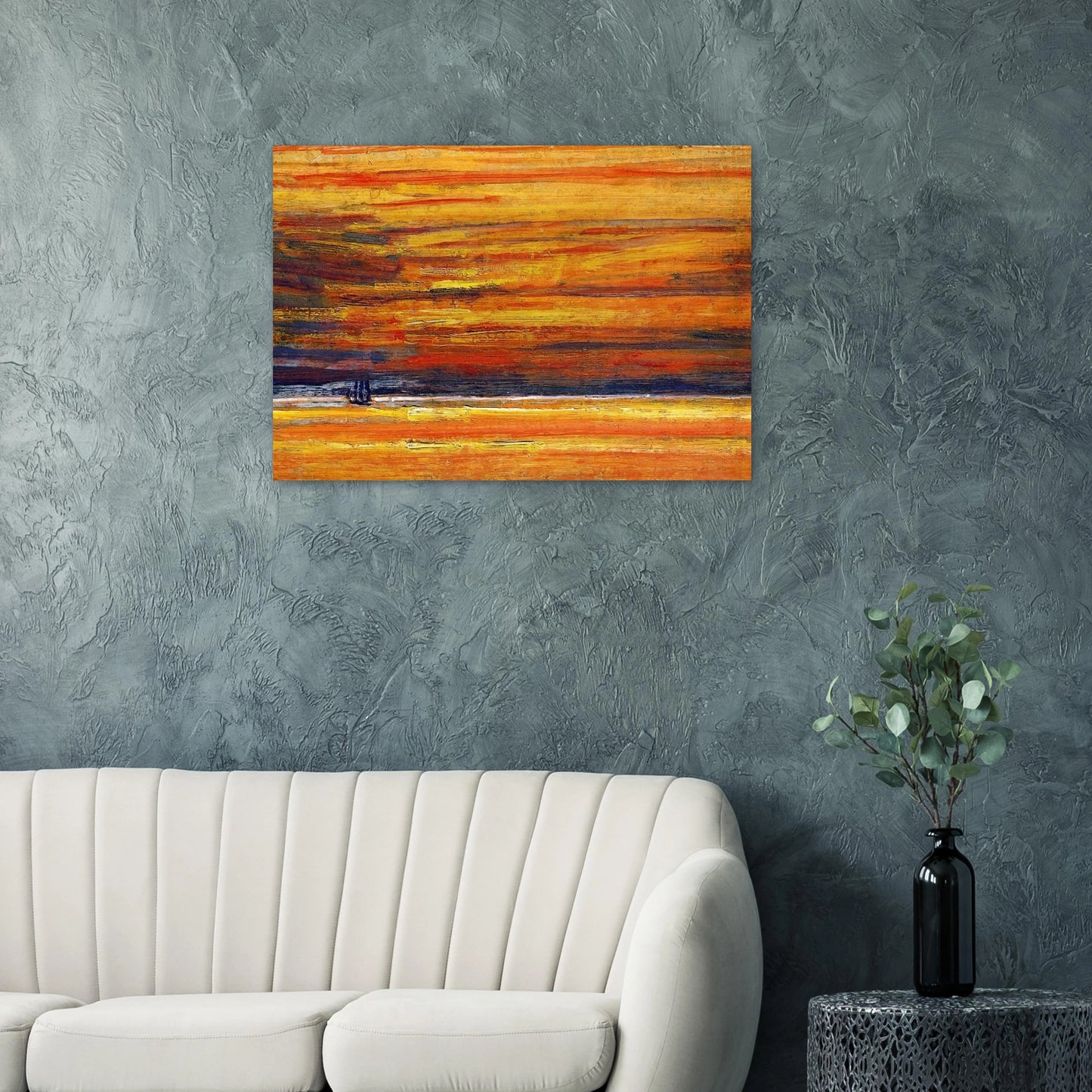 Sailing Vessel at Sea, Sunset - Childe Hassam Brushed Aluminum Print - 70x100 cm / 28x40 inches | Childe Hassam Aluminum Print | Childe Hassam Prints