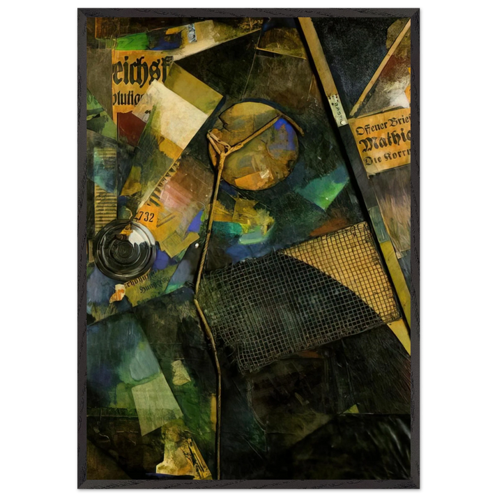 MERZ PICTURE 25A THE STAR PICTURE 1920 - Kurt Schwitters 70x100 cm / 28x40 inches Framed Art Print – Black Wooden Frame