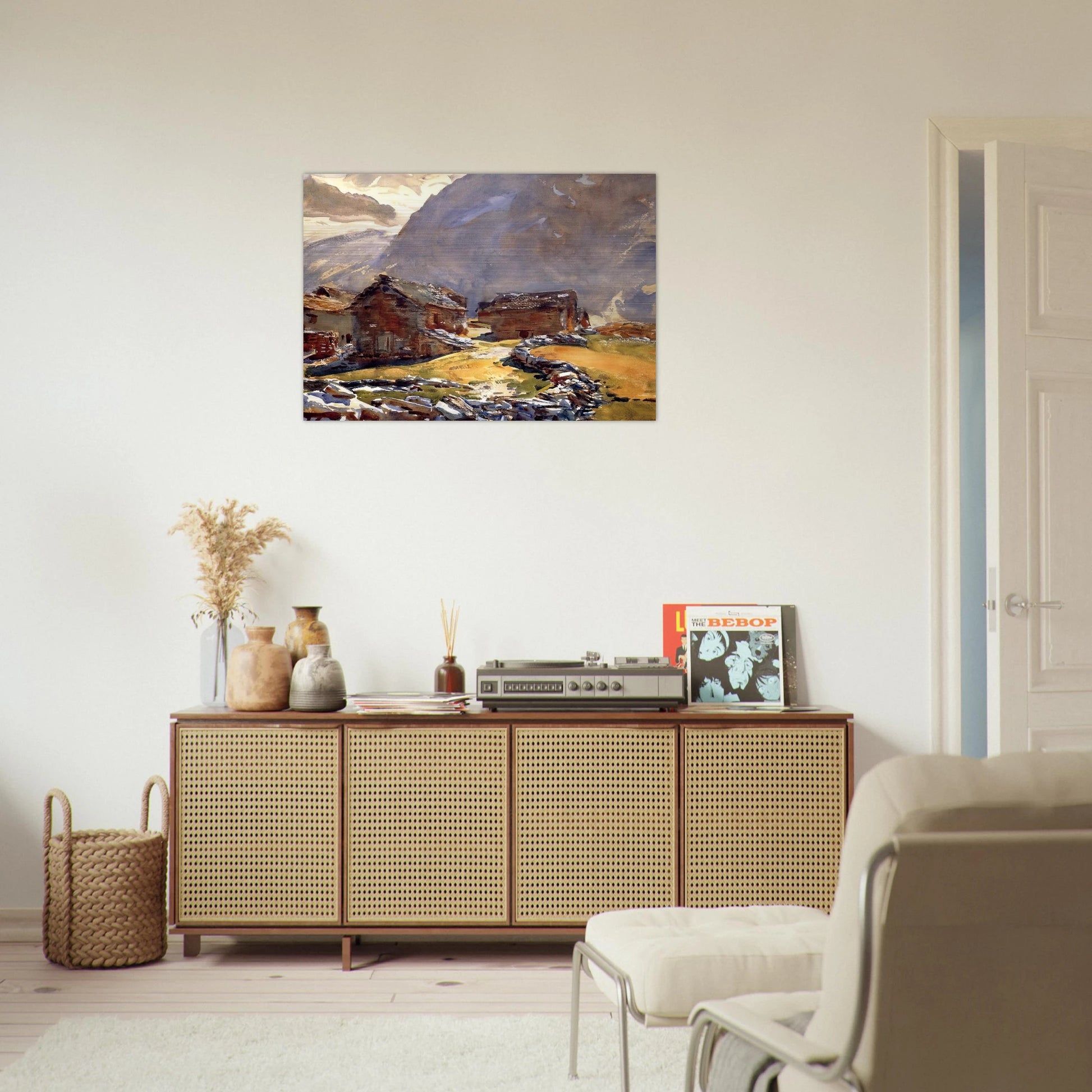 Simplon Pass Chalets - John Singer Sargent Brushed Aluminum Print - 70x100 cm / 28x40 inches | John Singer Sargent Aluminum Print | John Singer Sargent Prints