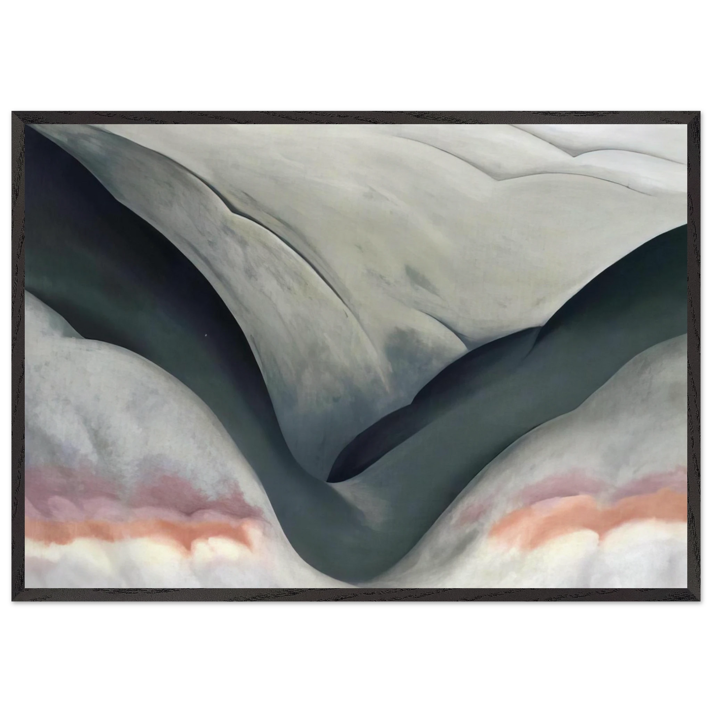 Black Place Grey and Pink - Georgia OKeeffe 70x100 cm / 28x40 inches Framed Art Print – Black Wooden Frame