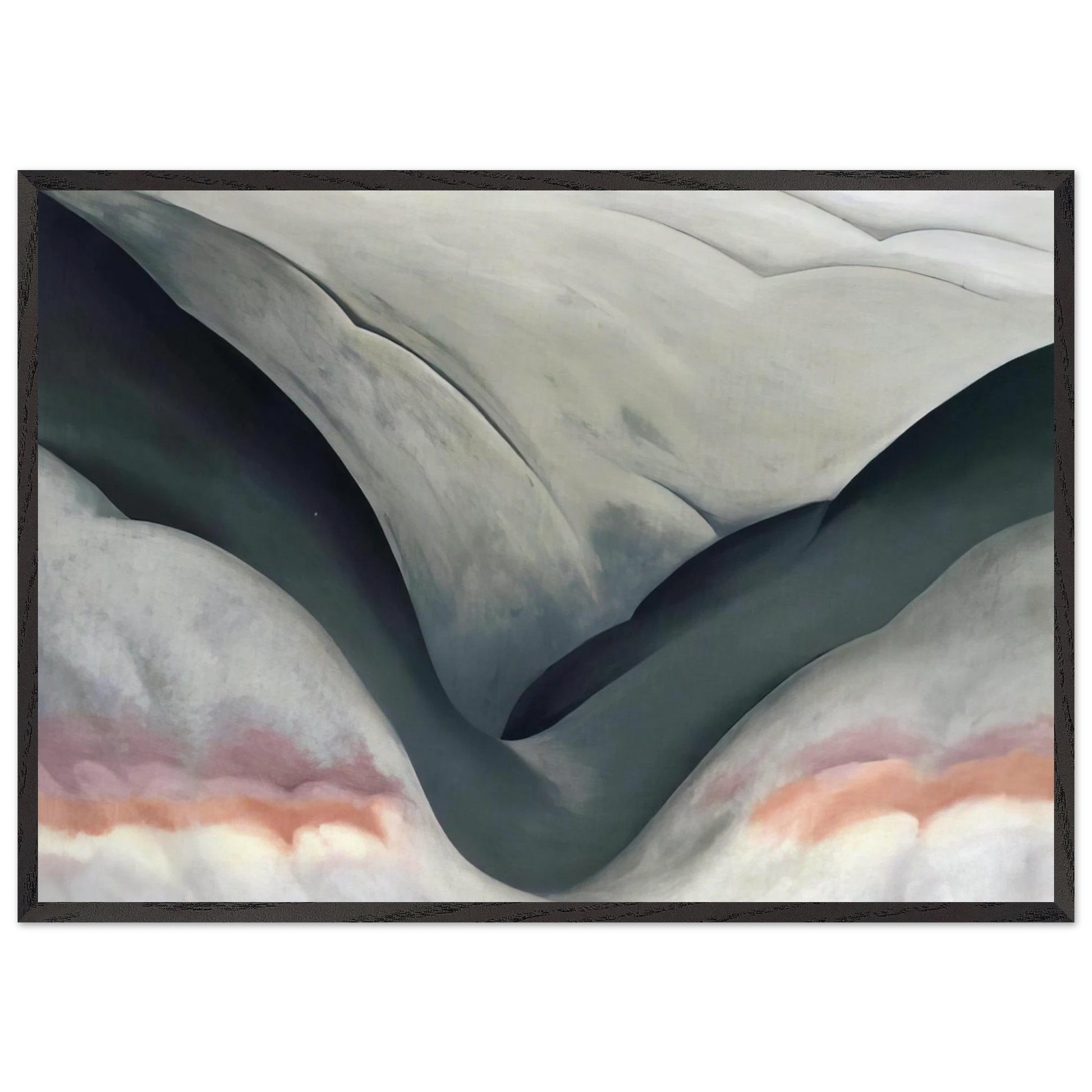Black Place Grey and Pink - Georgia OKeeffe 70x100 cm / 28x40 inches Framed Art Print – Black Wooden Frame