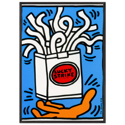 LUCKY STRIKE 1987 N2 - Keith Haring Framed Art Print – Black Wooden Frame - Default Title - -Framed Art Print