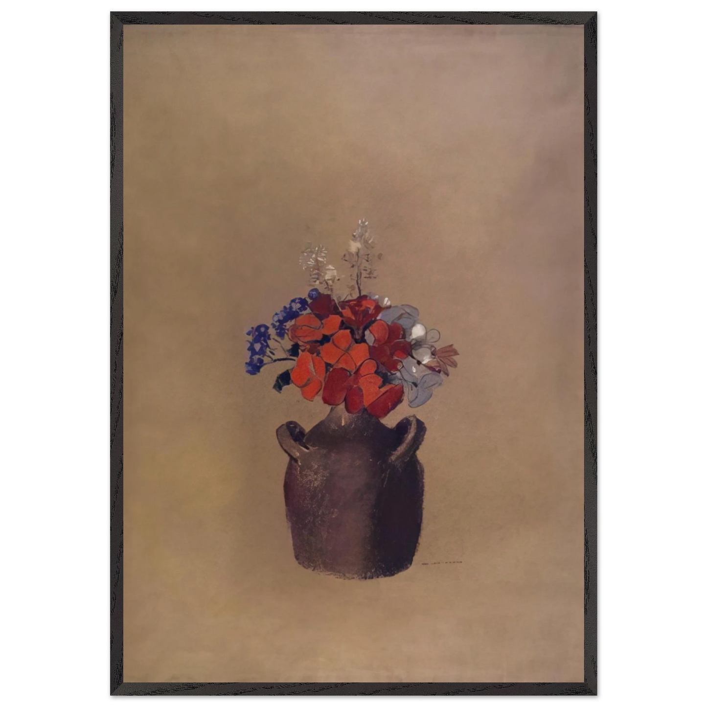 FLOWERS IN A VASE N1 - Odilon Redon Framed Art Print – Black Wooden Frame - Default Title - -Framed Art Print