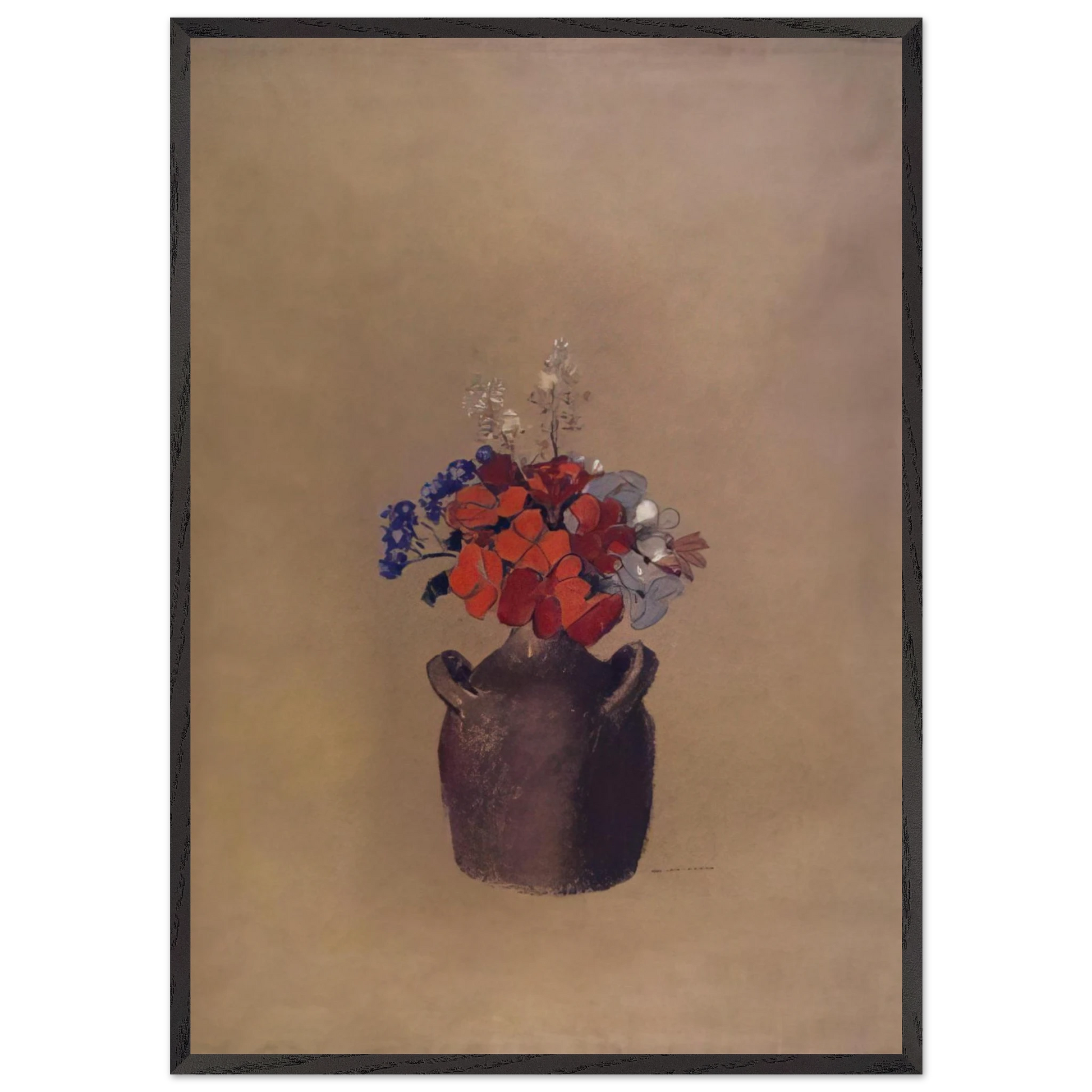 FLOWERS IN A VASE N1 - Odilon Redon Framed Art Print – Black Wooden Frame - Default Title - -Framed Art Print