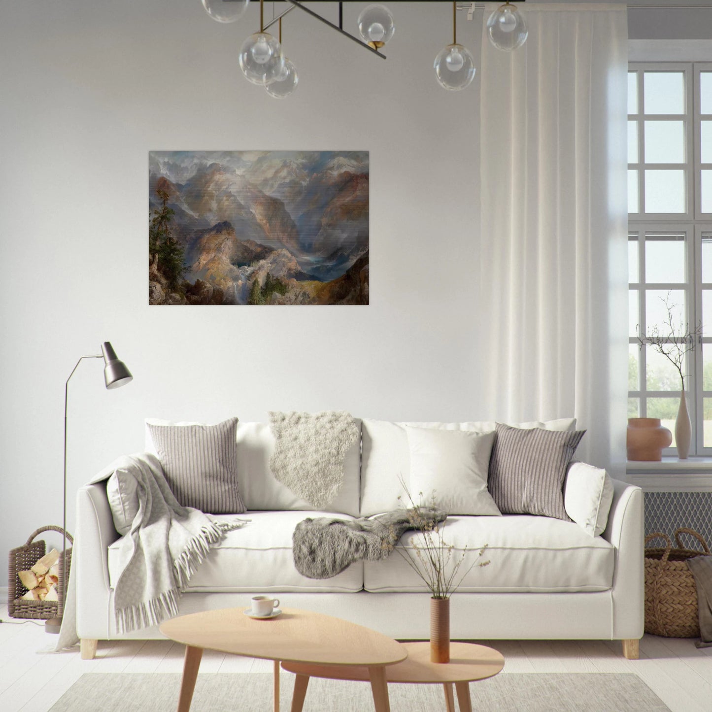 Morning in the Sierras, Nevada - Thomas Moran Brushed Aluminum Print - 70x100 cm / 28x40 inches | Thomas Moran Aluminum Print | Thomas Moran Prints