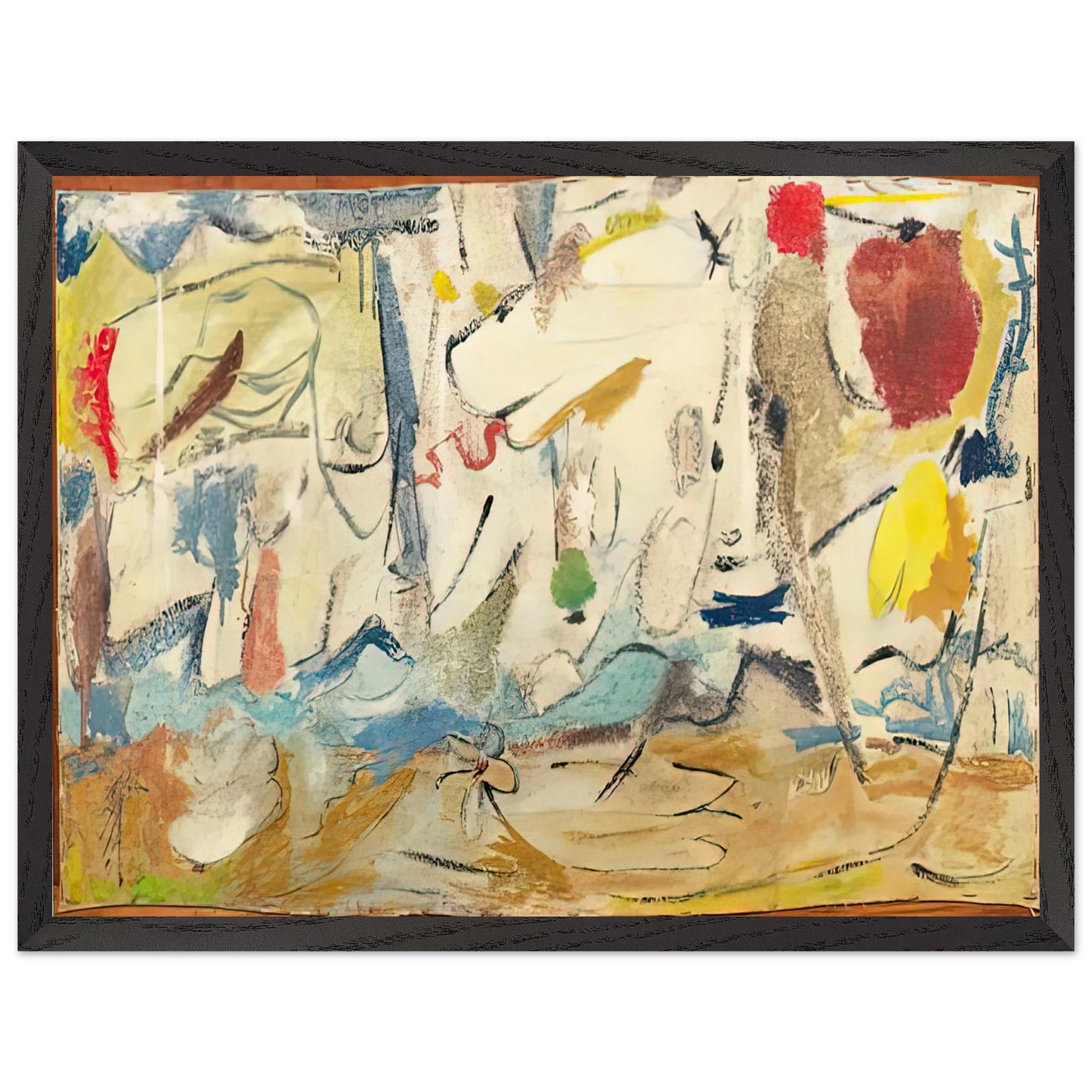 Helen Frankenthaler - Cloudscape, 1951- Wall Art - 60x80 cm / 24x32 inches - Premium Wooden Framed Poster With Fine Art Paper - Black frame
