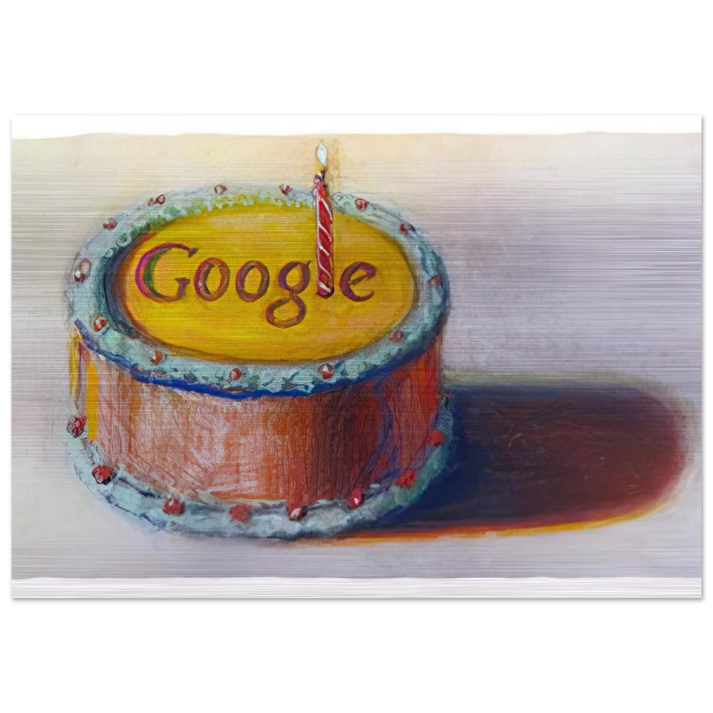 Google - 12th Birthday Cake Doodle - 2010 - Wayne Thiebaud Brushed Aluminum Print - 70x100 cm / 28x40 inches | Wayne Thiebaud Aluminum Print | Wayne Thiebaud Prints