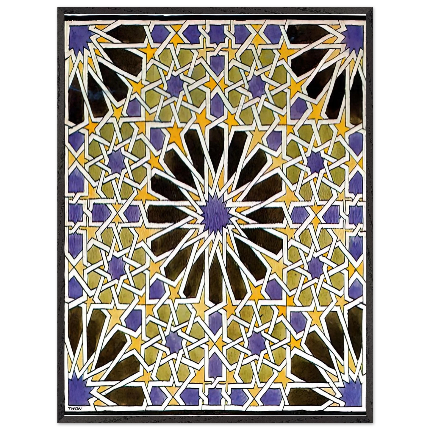 MC Escher - MURAL MOSAIC IN THE ALHAMBRA Wall Art - 30x40 cm / 12x16 inches - Premium Wooden Framed Poster With Fine Art Paper - Black frame