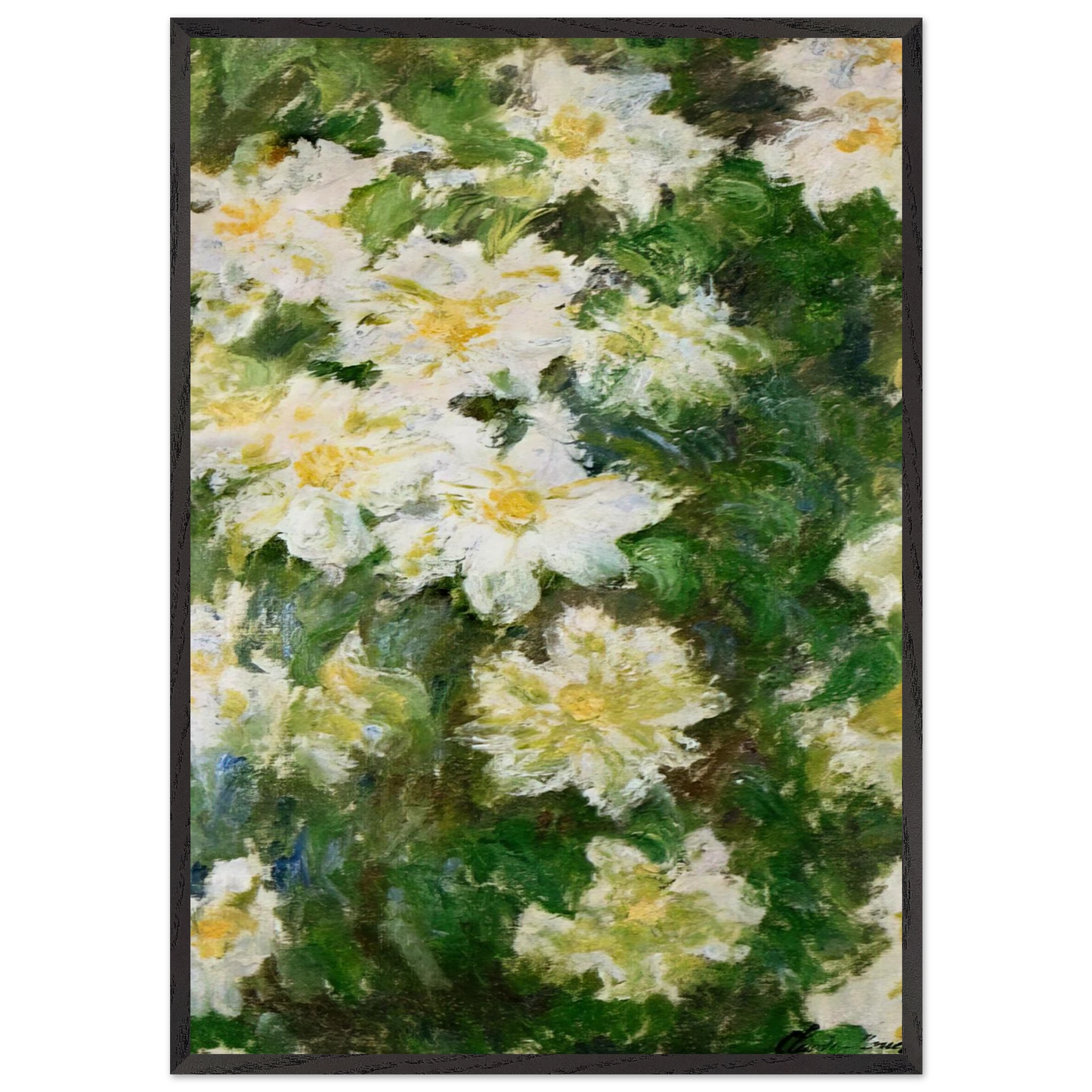 White Clematis - claude monet Framed Art Print – Black Wooden Frame - Default Title - -Framed Art Print