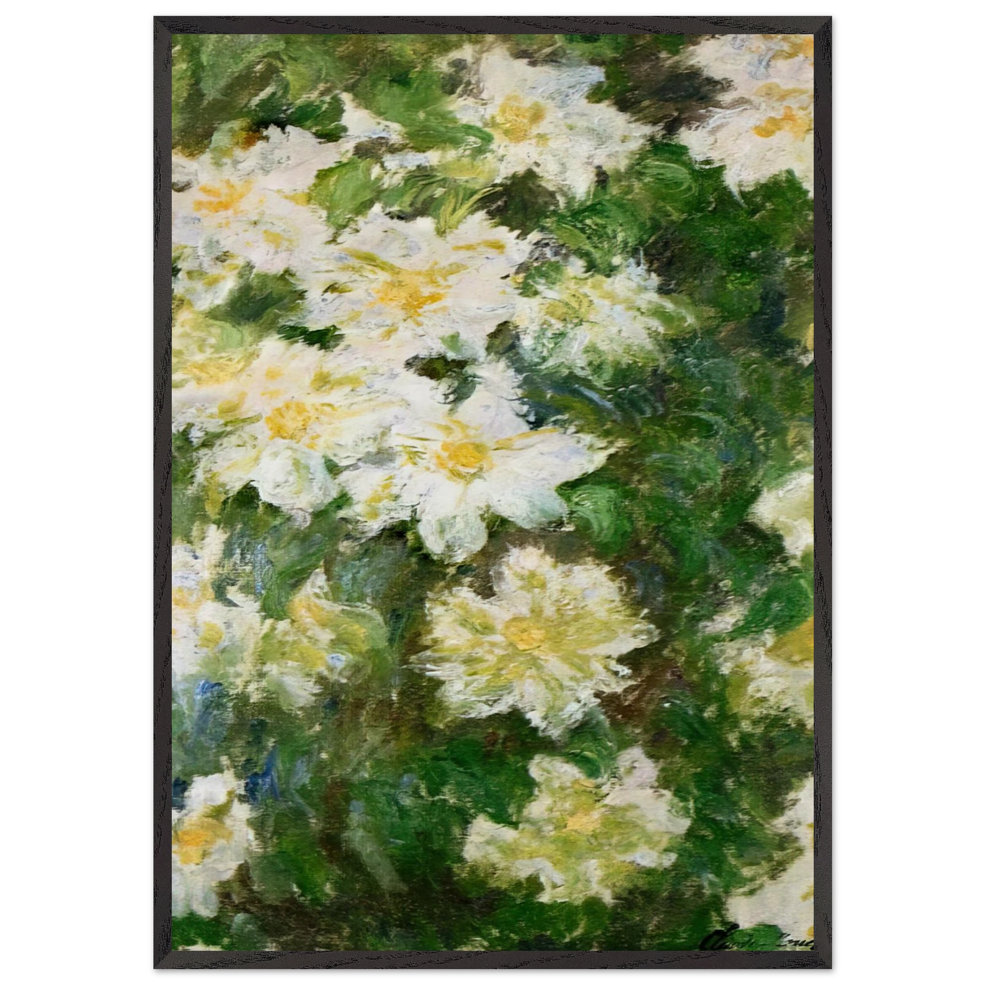 White Clematis - claude monet Framed Art Print – Black Wooden Frame - Default Title - -Framed Art Print